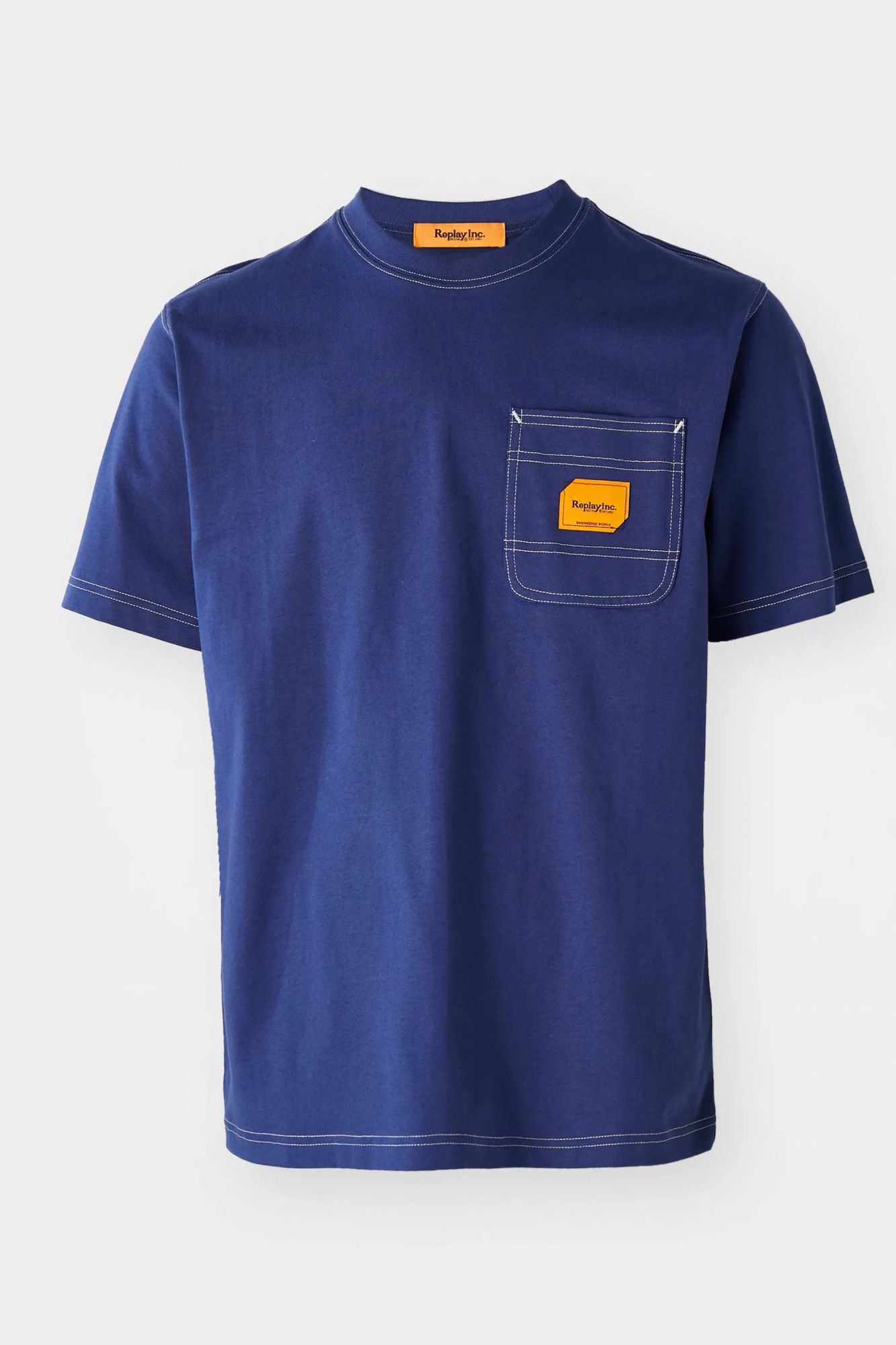 REPLAY CLASSIC POCKET T-SHIRT en color AZUL (1)