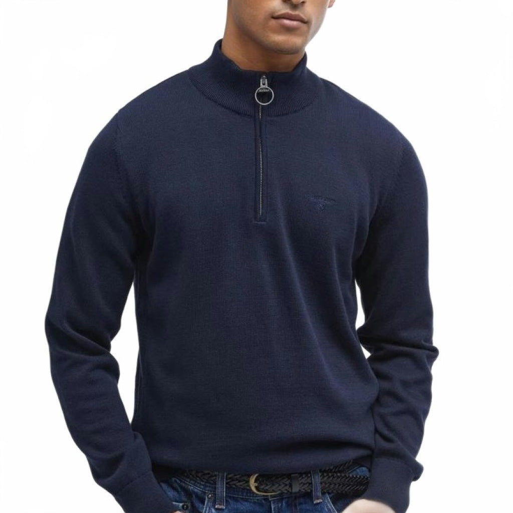 BARBOUR MKN1074NY91 COTTON HALF KNITTED en color AZUL (1)