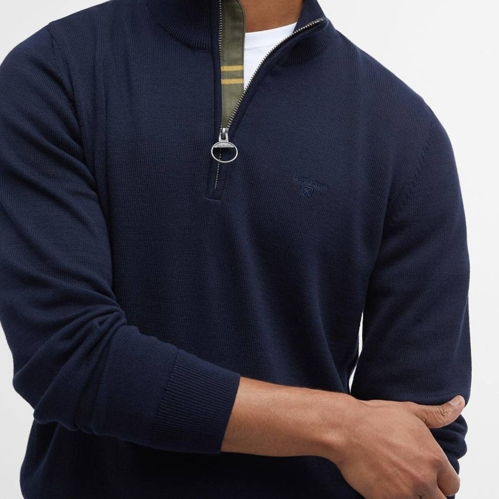 BARBOUR MKN1074NY91 COTTON HALF KNITTED en color AZUL (3)