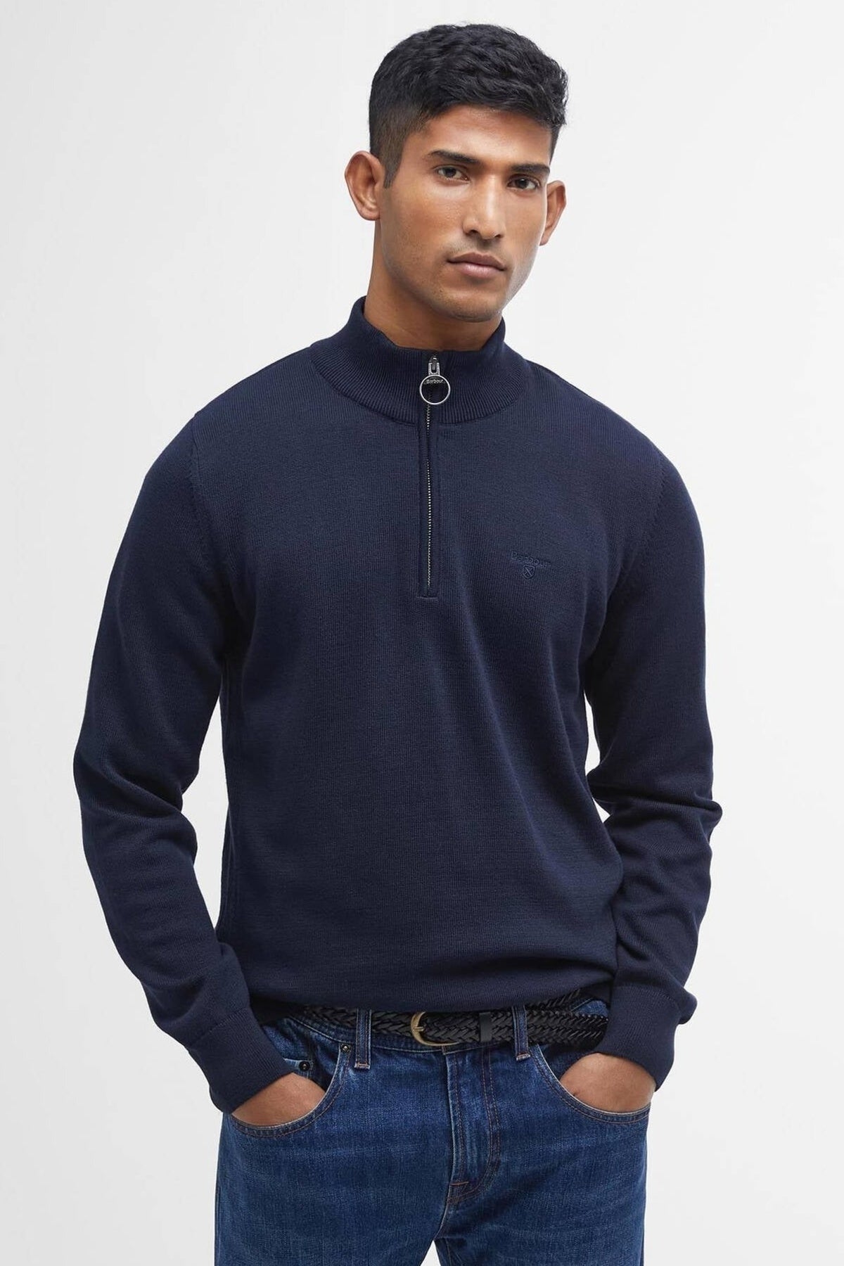BARBOUR MKN1074NY91 COTTON HALF KNITTED en color AZUL (6)