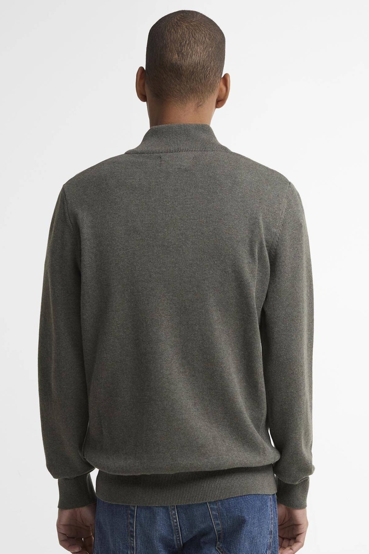 BARBOUR MKN1074OL91 COTTON HALF KNITTED en color GRIS (6)