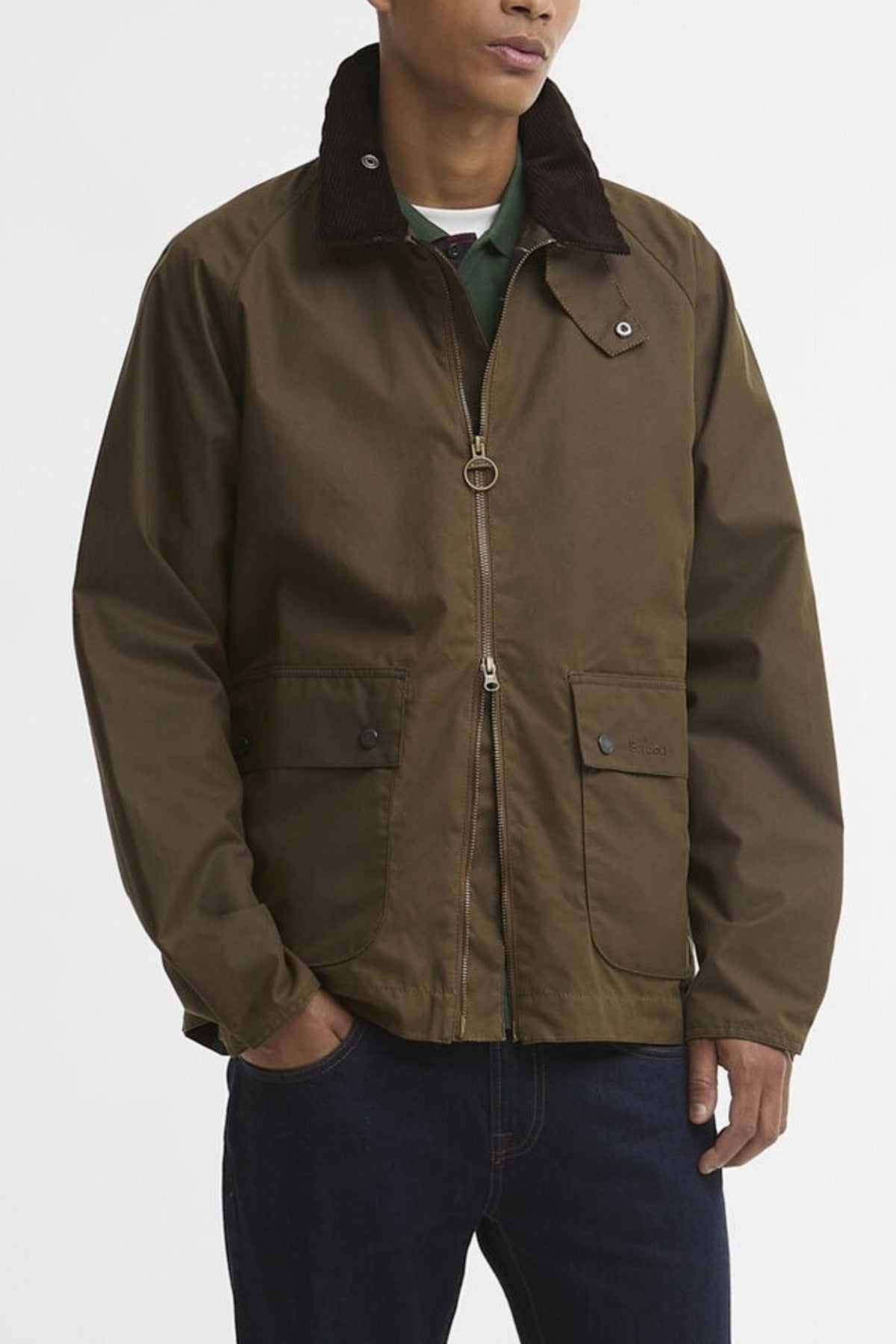 BARBOUR MWX2205BR71 SHORT BEDALE WAX en color MARRON (1)