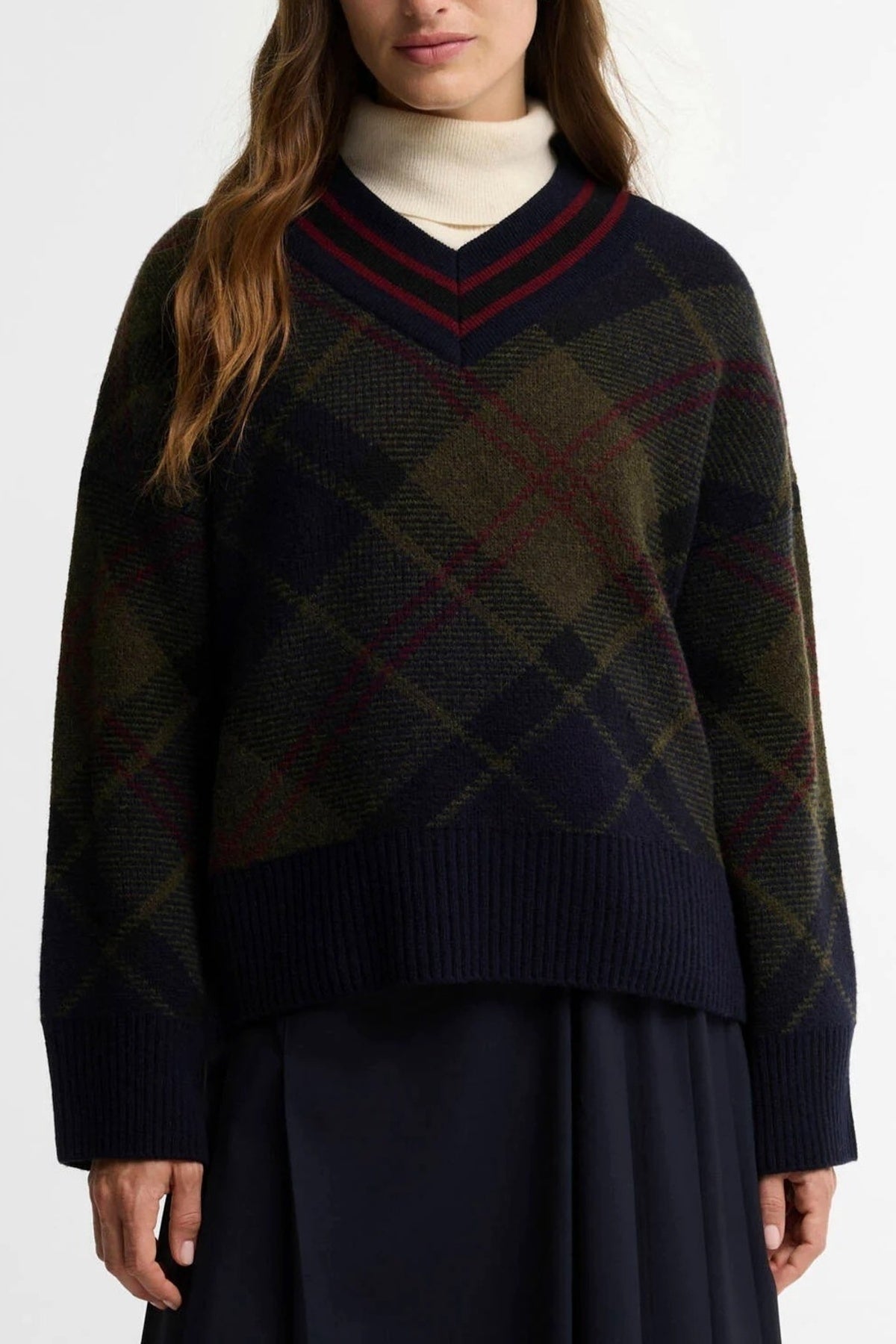BARBOUR SHAE V-NECK TARTAN JUMPER LKN1841TN43 en color MULTICOLOR (1)
