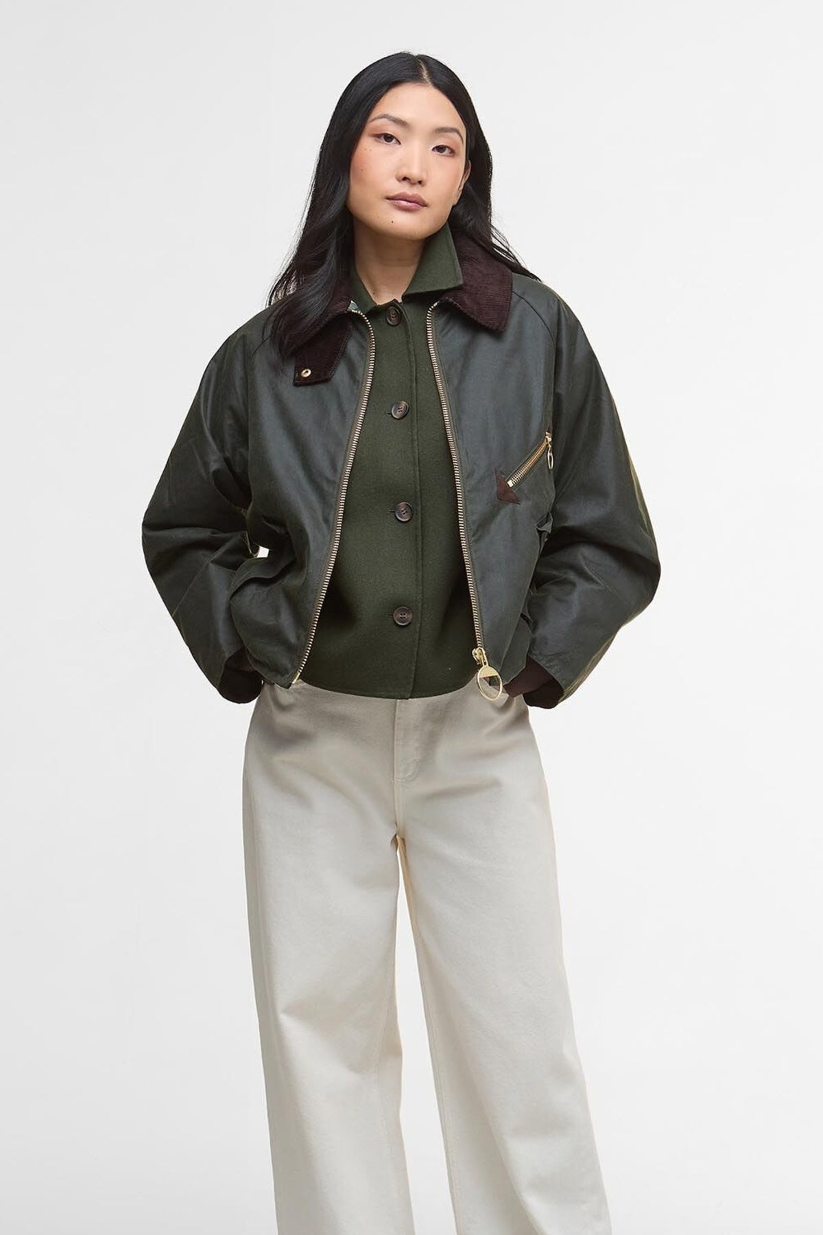 BARBOUR LWX1482OL52 BARBOUR ARLENE WAX en color VERDE (7)