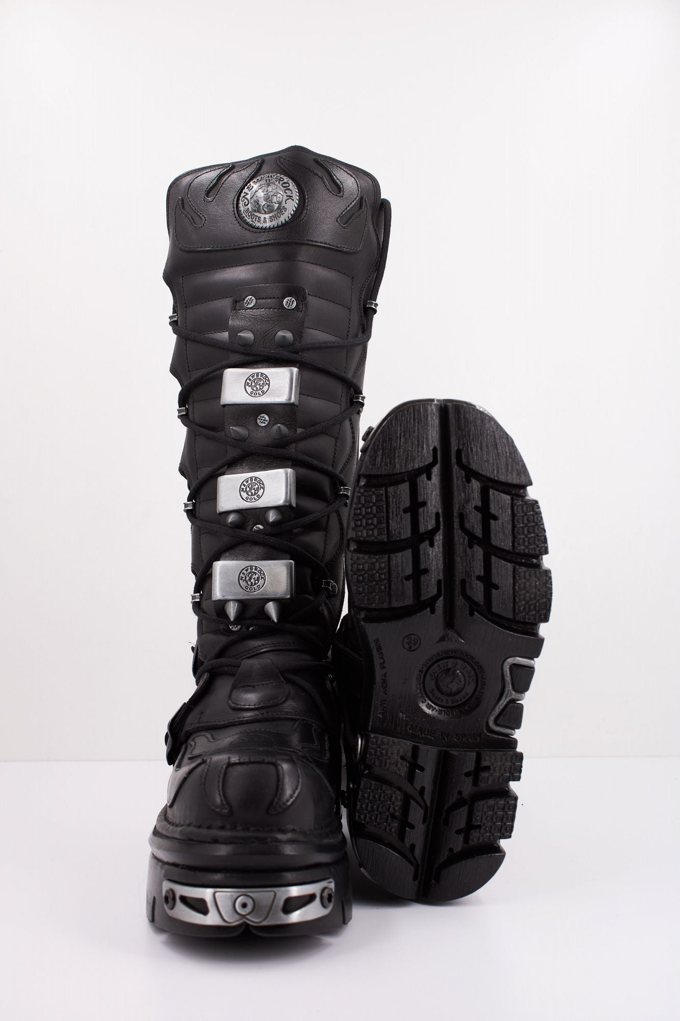 NEW ROCK BOOT METALLIC M161 S1 en color NEGRO (5)