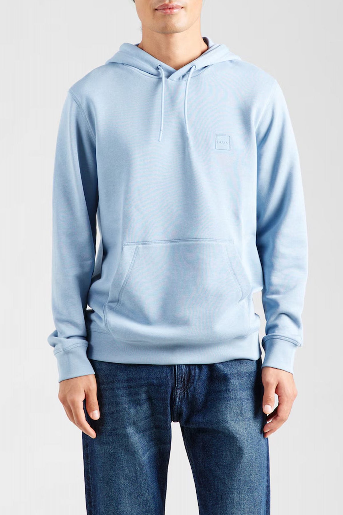 BOSS WETALK COTTON HOODED SWEATSHIRT en color AZUL (1)