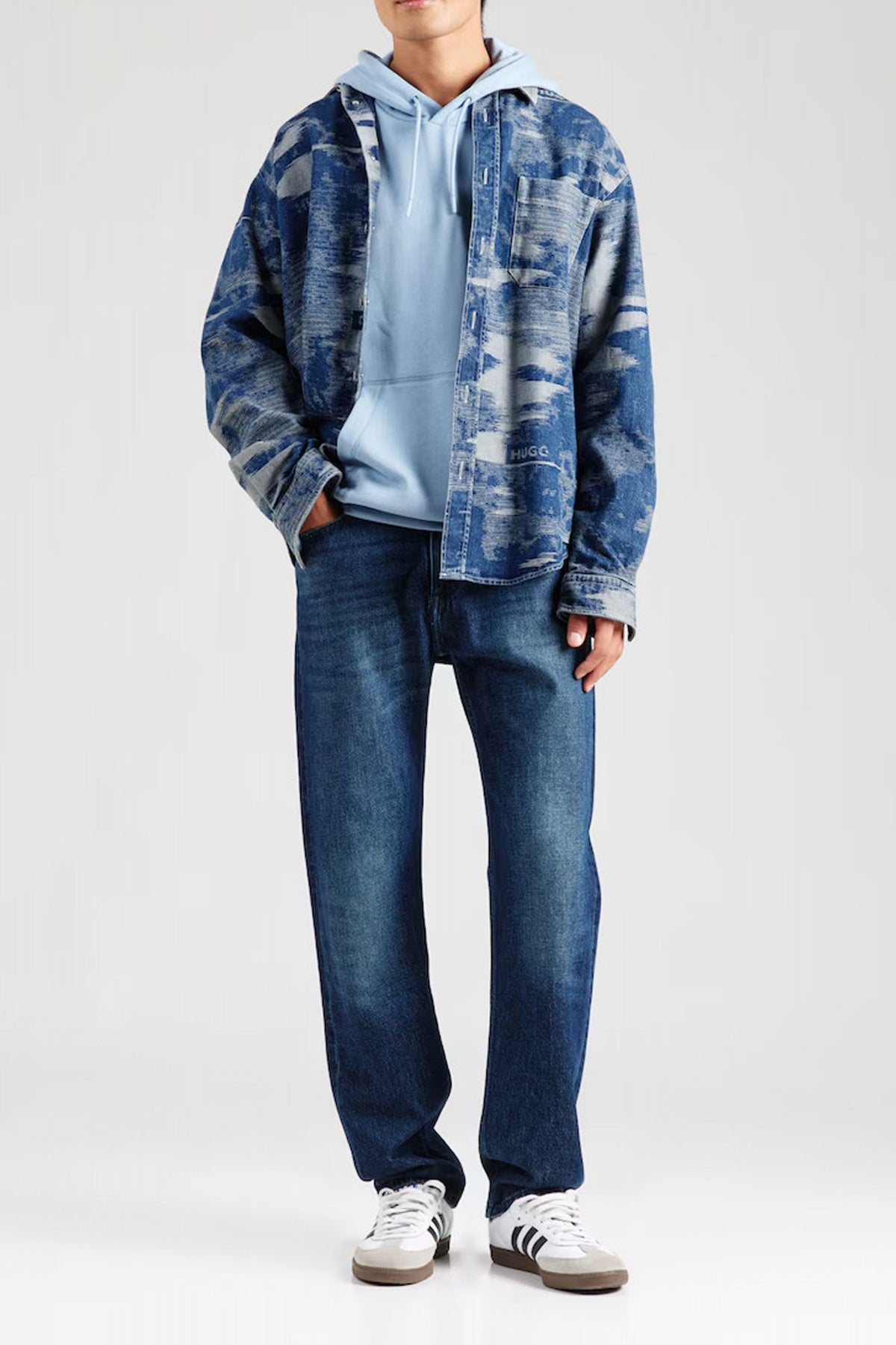BOSS WETALK COTTON HOODED SWEATSHIRT en color AZUL (4)