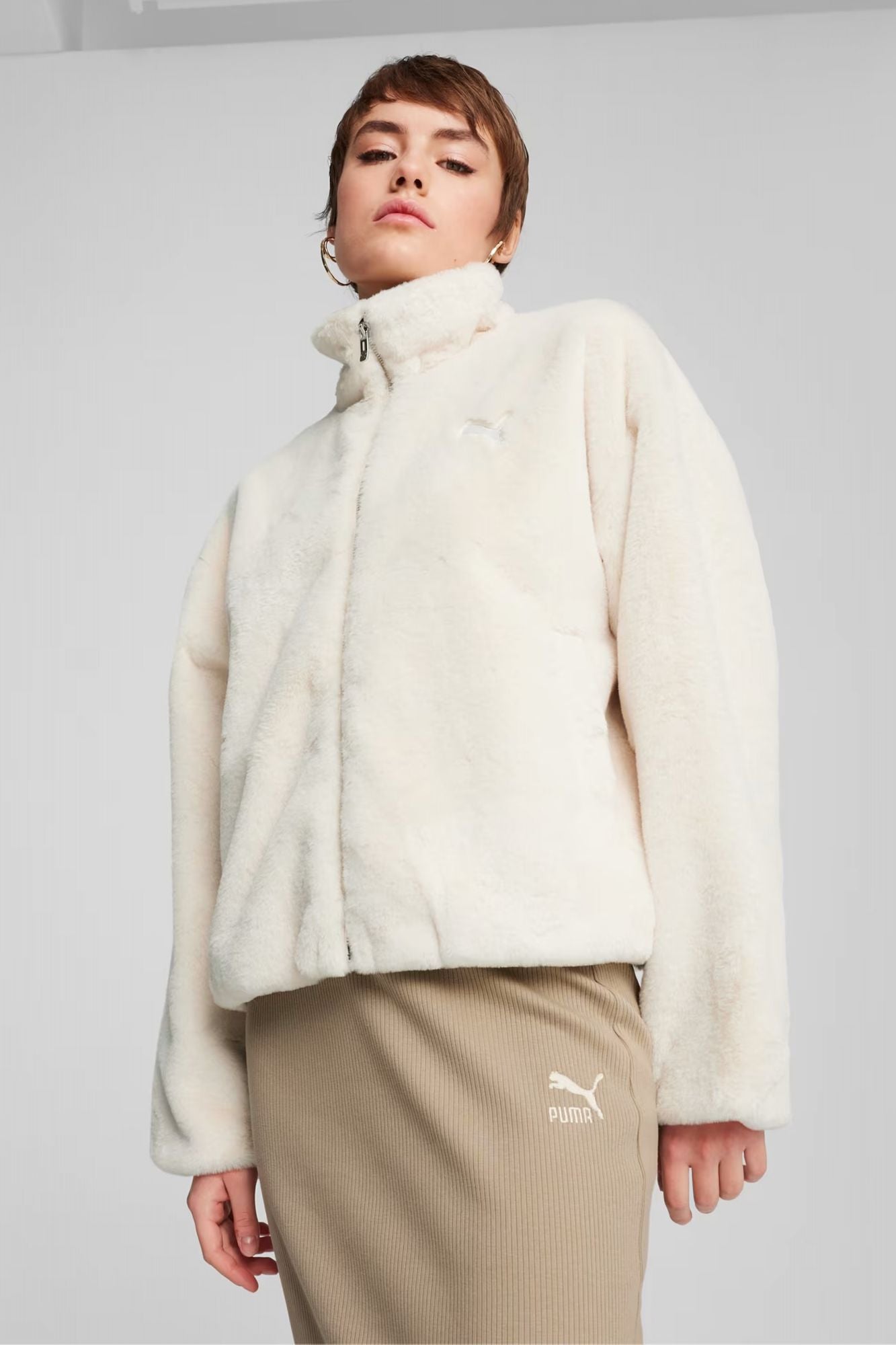 PUMA SOFT FLEECE JACKET ALPINE SNOW en color BLANCO (1)