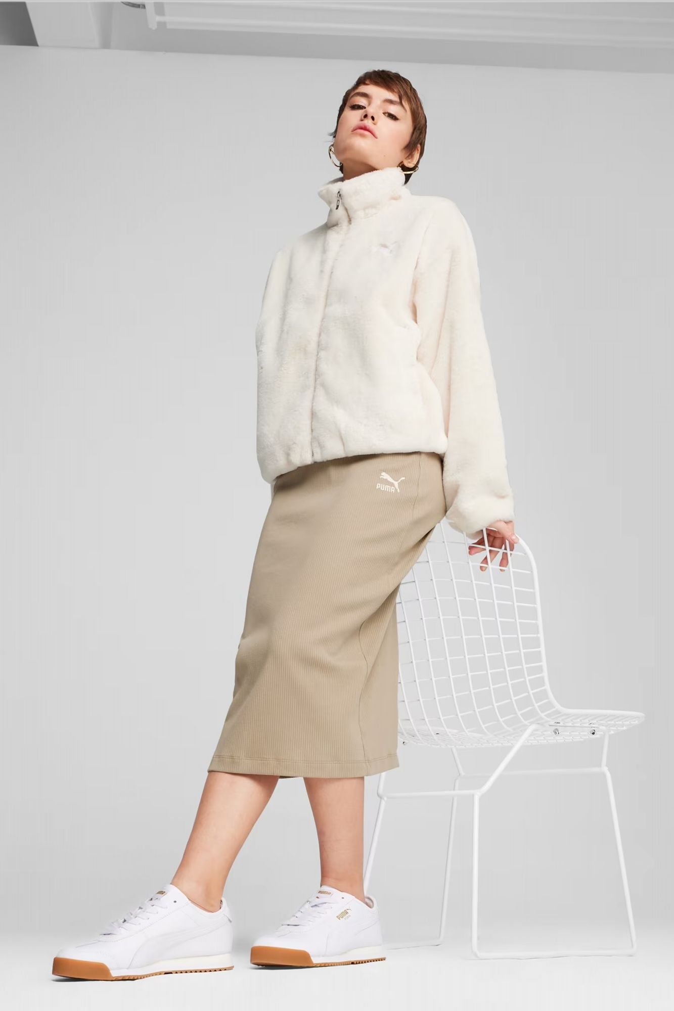 PUMA SOFT FLEECE JACKET ALPINE SNOW en color BLANCO (4)