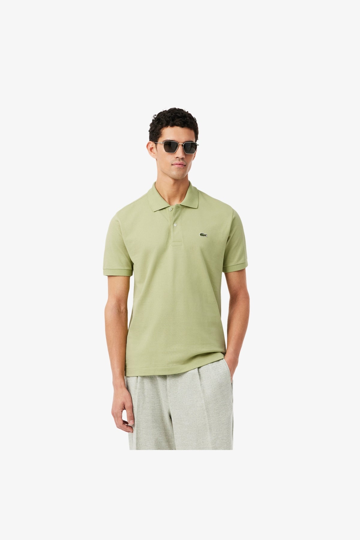 LACOSTE L1212 SHORT SLEEVED RIBBED COLLAR S en color VERDE (1)