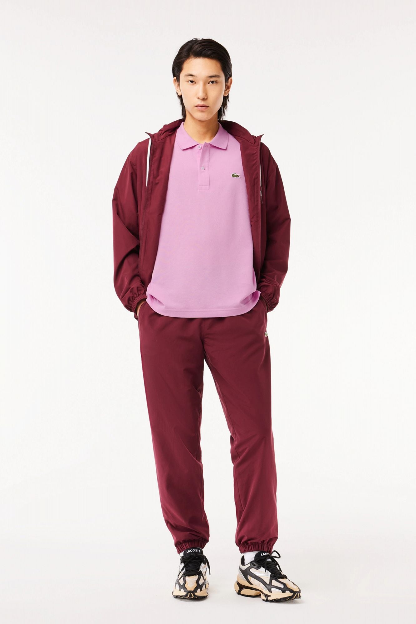 LACOSTE L1212 SHORT SLEEVED RIBBED COLLAR S en color ROSA (4)