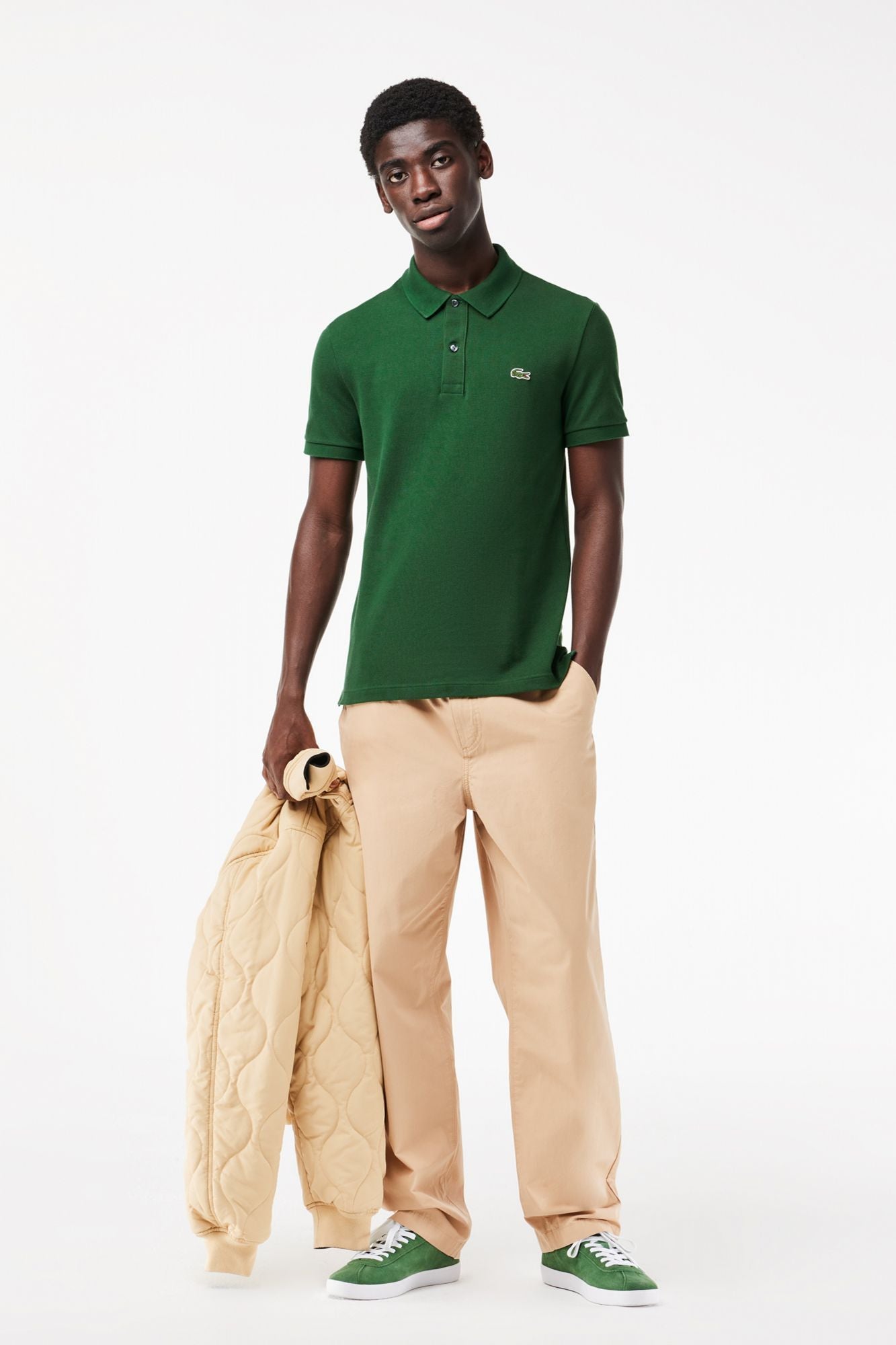 LACOSTE L1212 SHORT SLEEVED RIBBED COLLAR S en color VERDE (4)