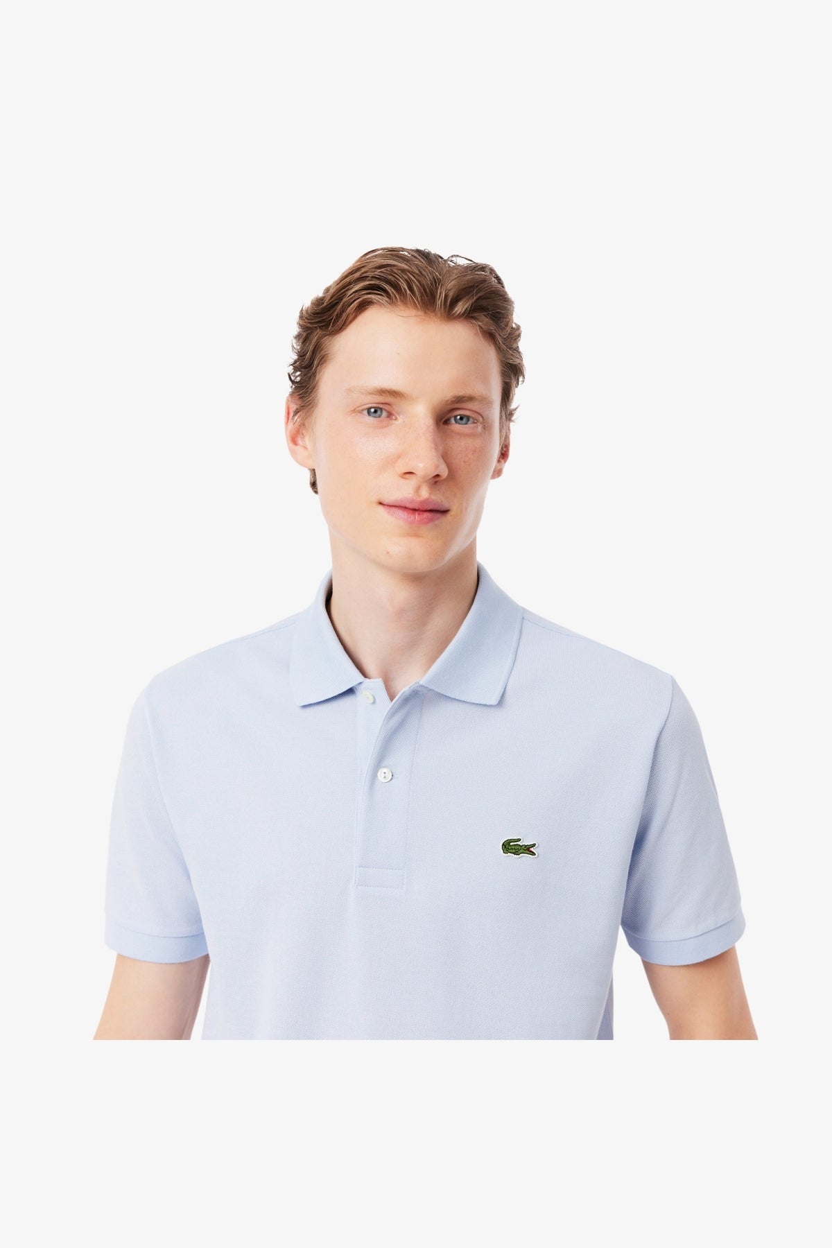 LACOSTE L1212 SHORT SLEEVED RIBBED COLLAR S en color AZUL (6)