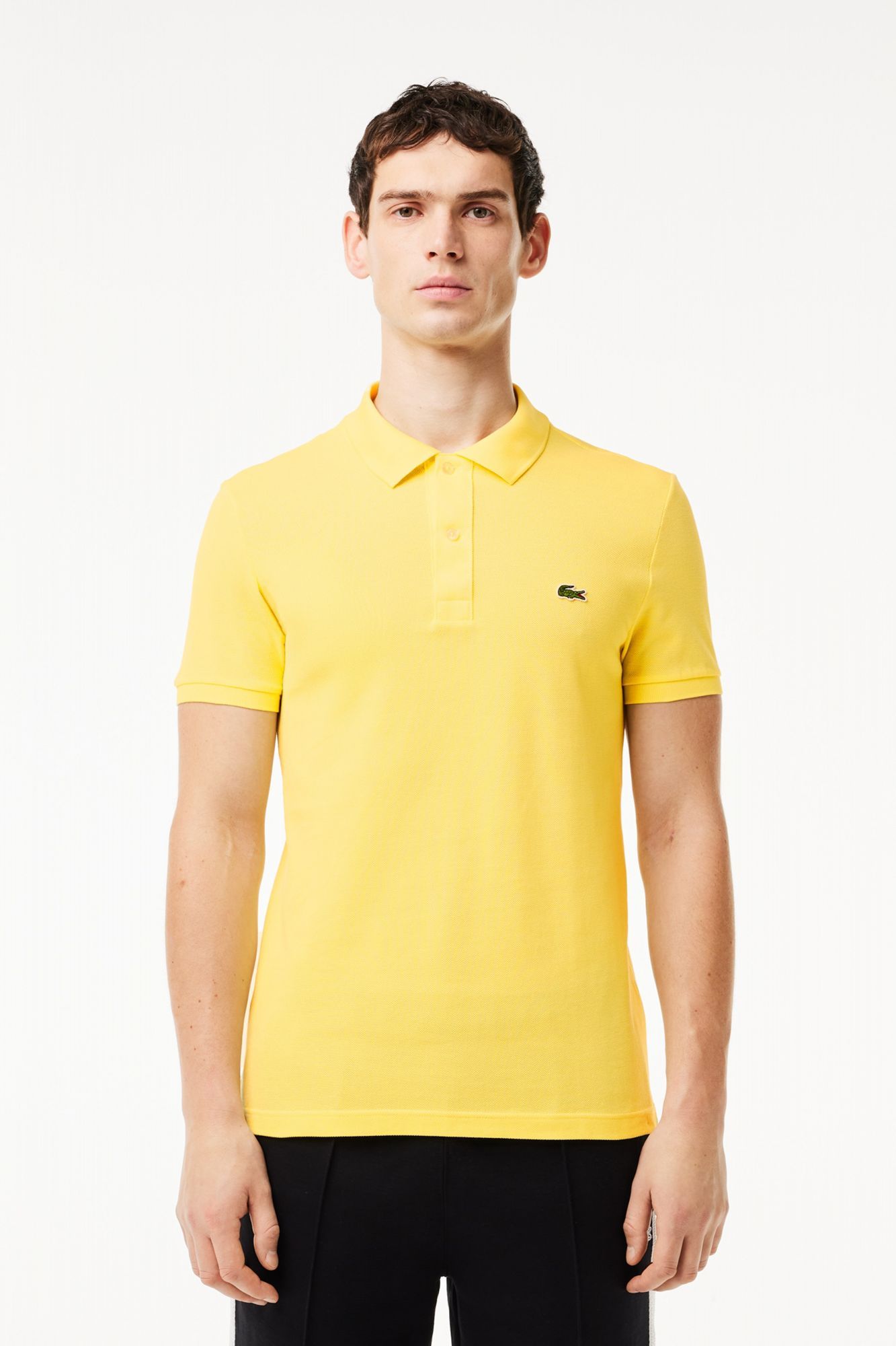 LACOSTE L1212 SHORT SLEEVED RIBBED COLLAR S en color AMARILLO (1)
