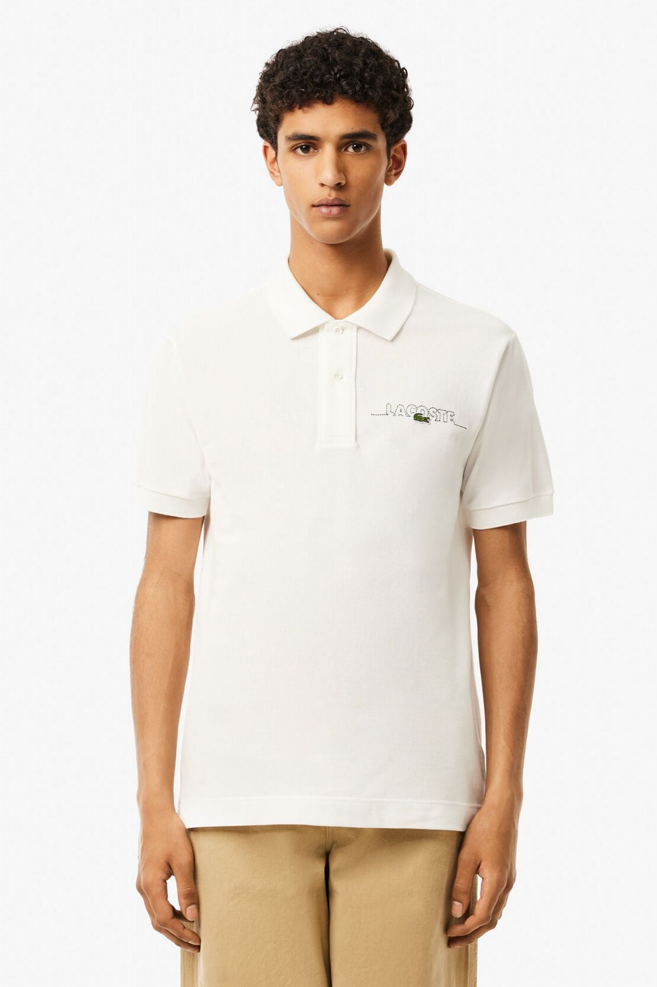 LACOSTE SHORT SLEEVED RIBBED COLLAR en color BLANCO (1)