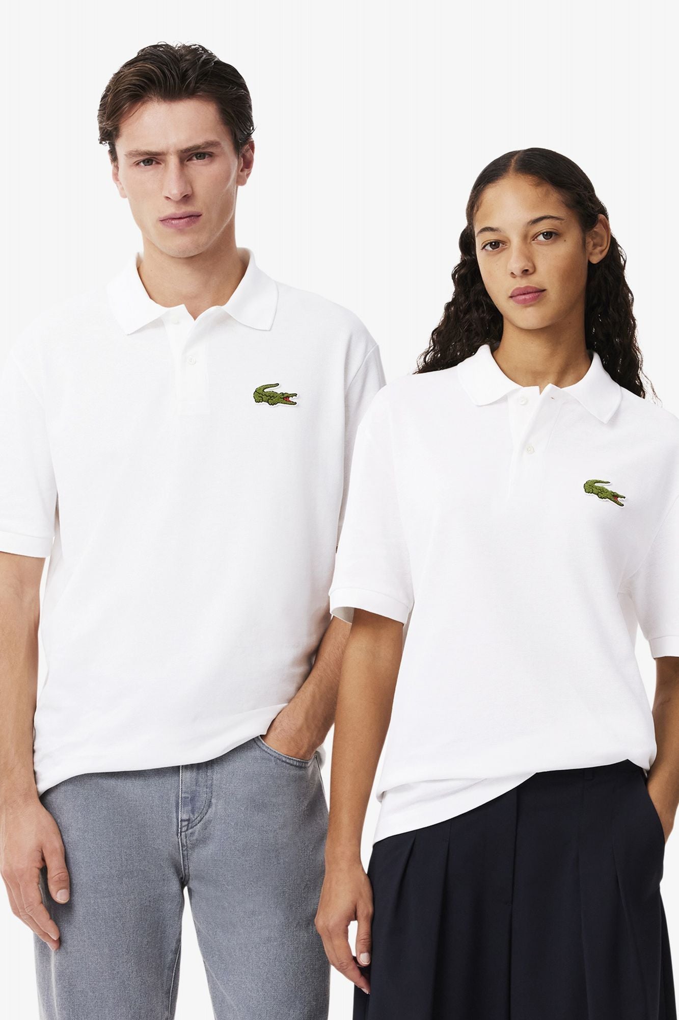 LACOSTE  SHORT SLEEVED RIBBED COLLAR en color BLANCO (1)