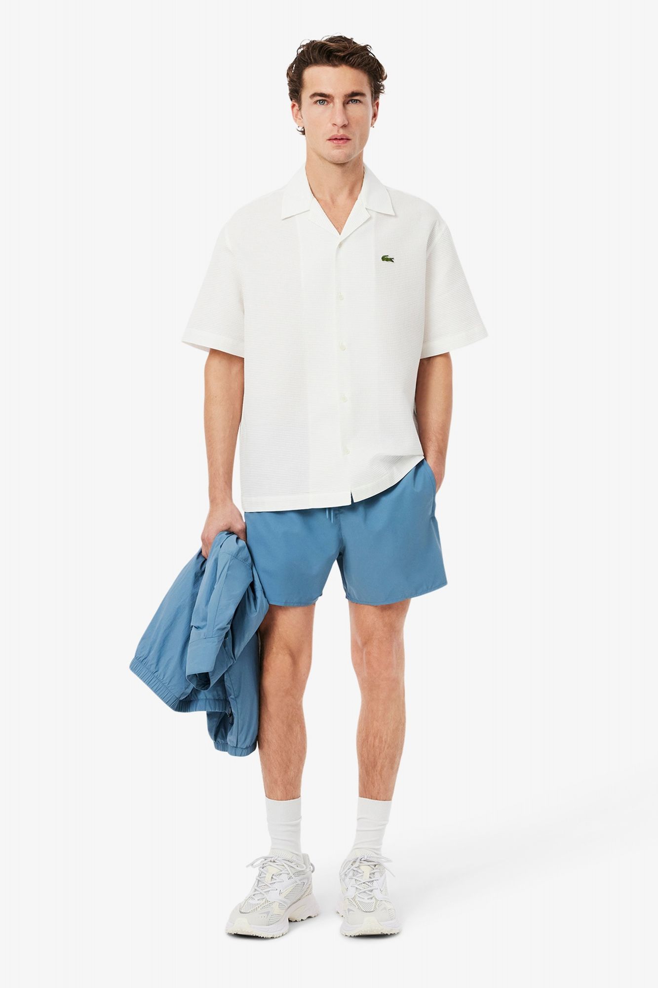 LACOSTE SHORT SLEEVED RIBBED COLLAR en color AZUL (2)
