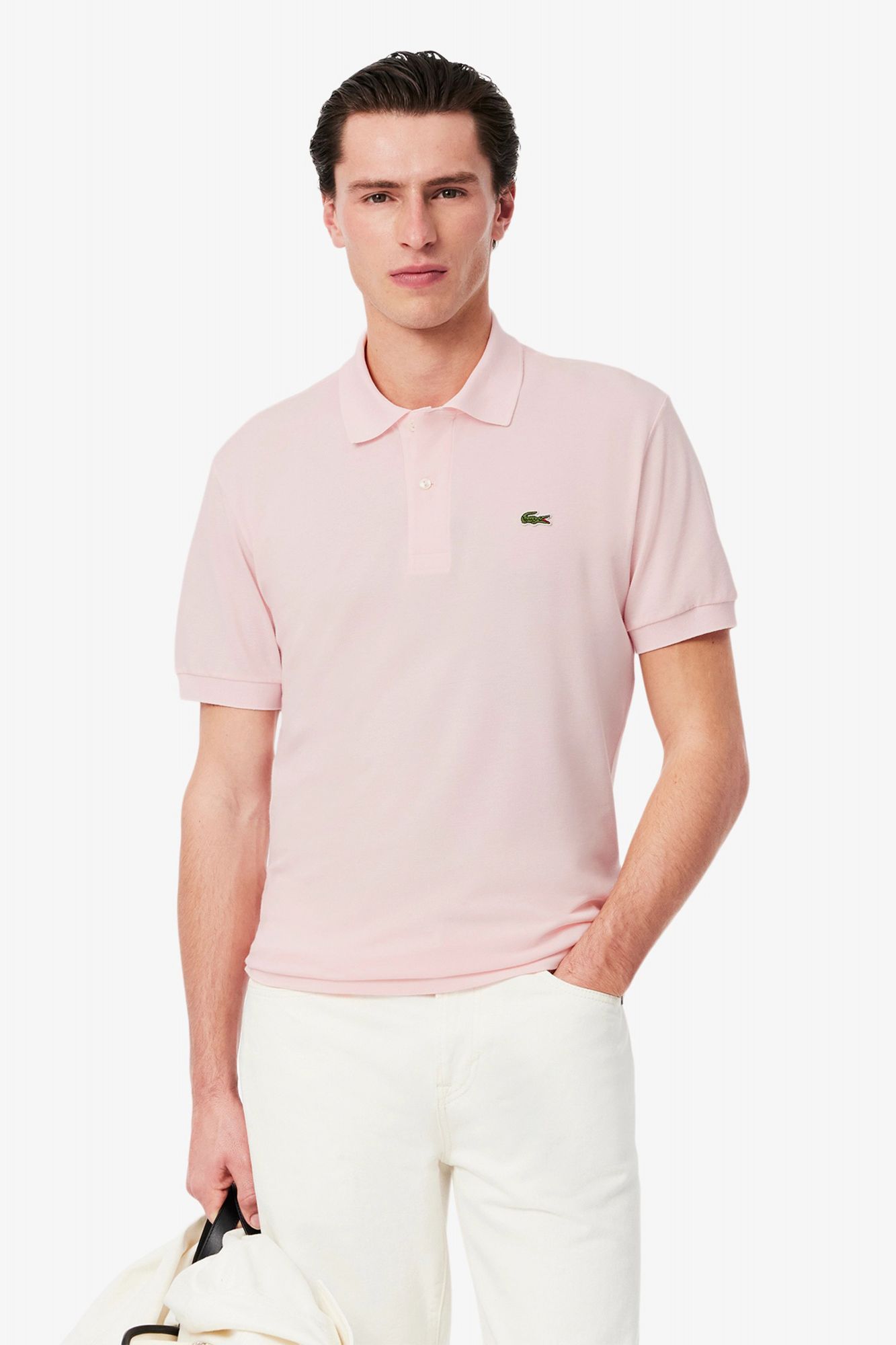 LACOSTE  SHORT SLEEVED RIBBED COLLAR en color ROSA (1)