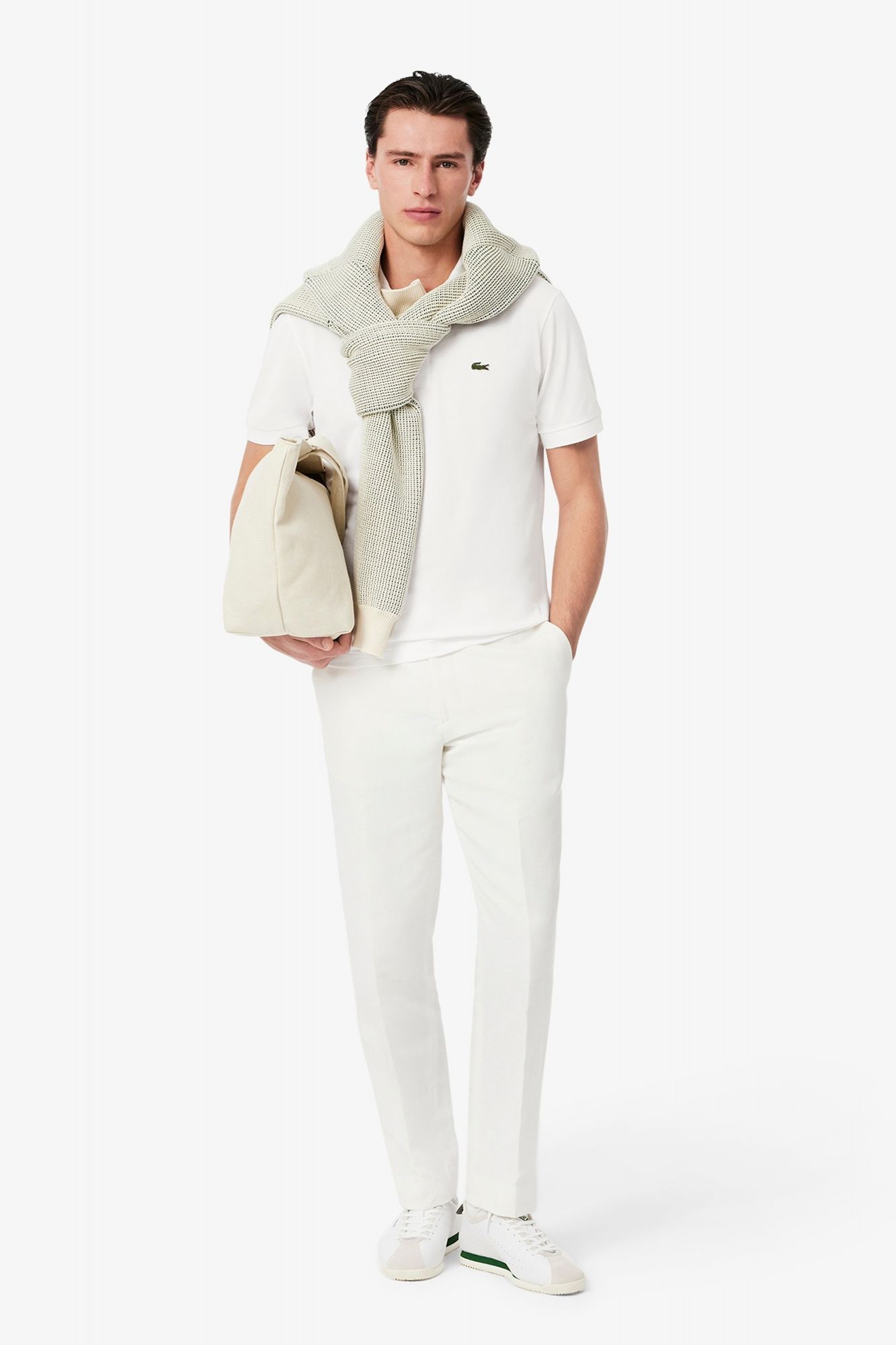 LACOSTE  SHORT SLEEVED RIBBED COLLAR en color BLANCO (4)