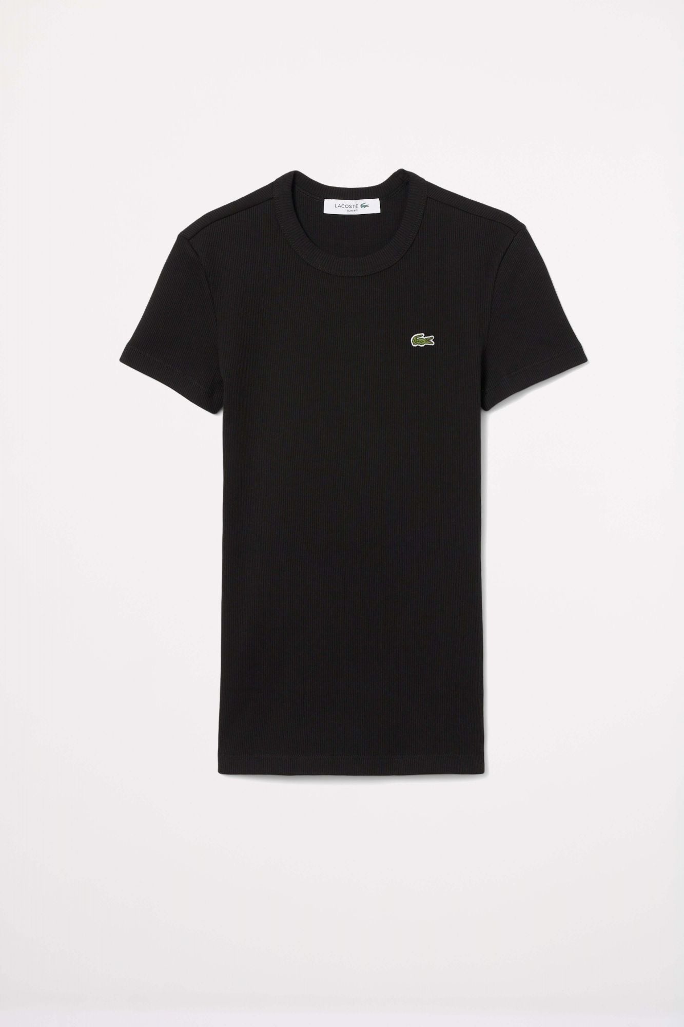 LACOSTE SLIM FIT RIBBED COTTON T-SHIRT en color NEGRO (2)