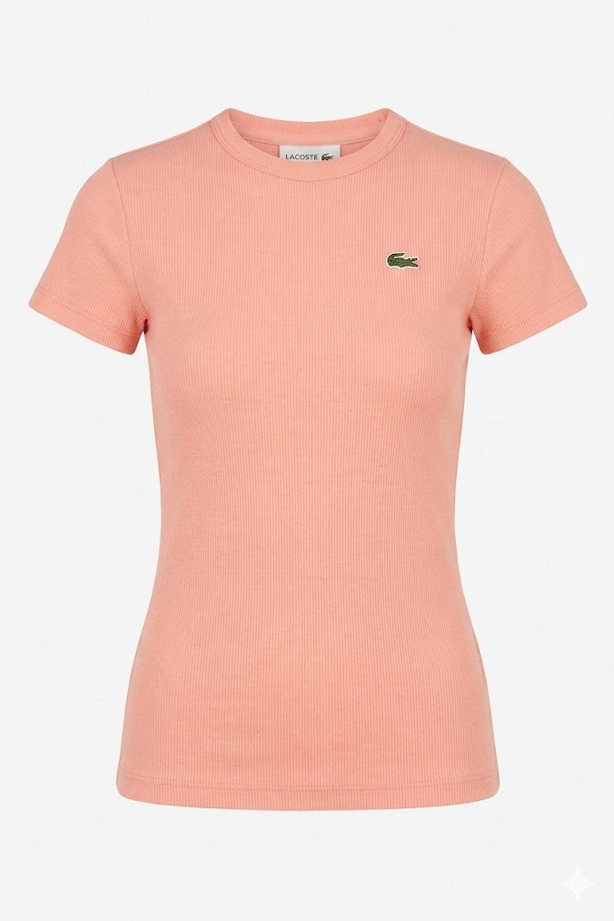 LACOSTE SLIM FIT RIBBED COTTON T-SHIRT en color ROSA (3)