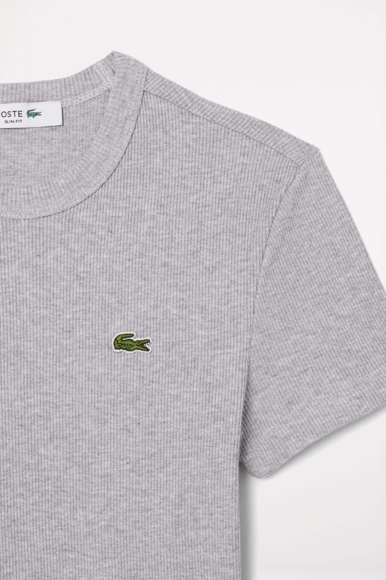 LACOSTE SLIM FIT RIBBED COTTON T-SHIRT en color GRIS (2)