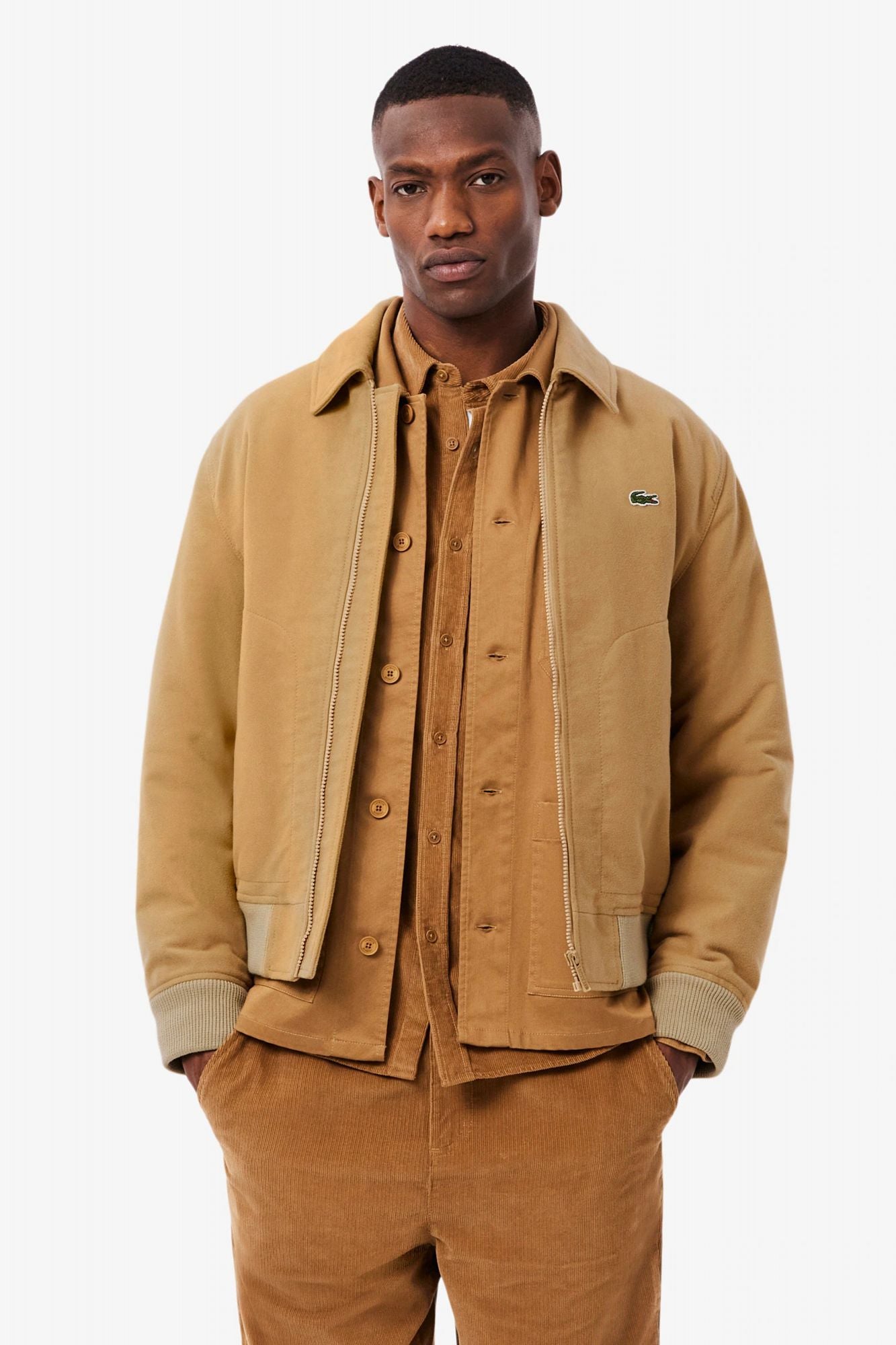 LACOSTE PADDED MOLESKIN JACKET  en color MARRON CLARO (1)