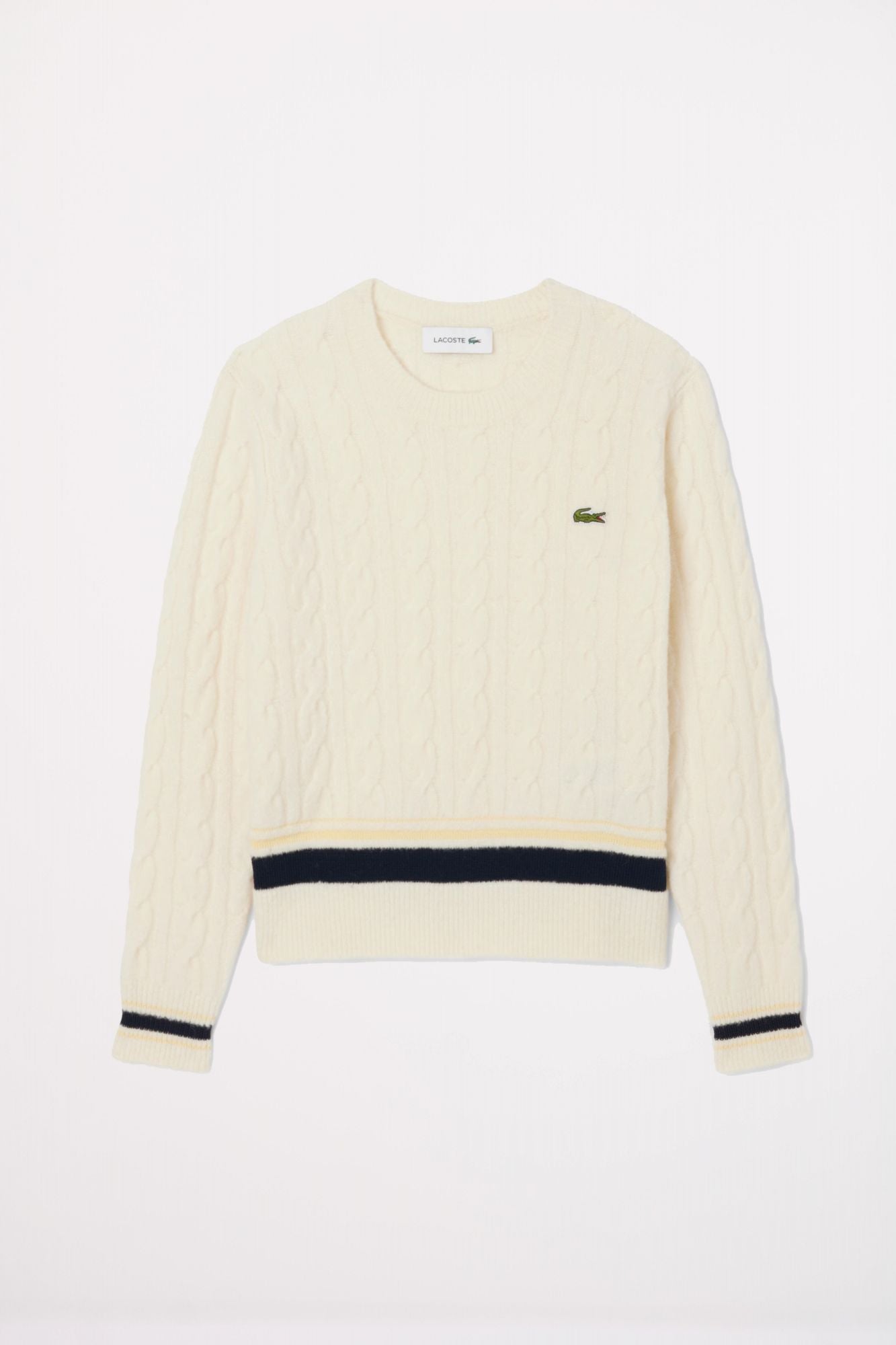 LACOSTE CABLE KNIT WOOL SWEATER en color BLANCO (2)