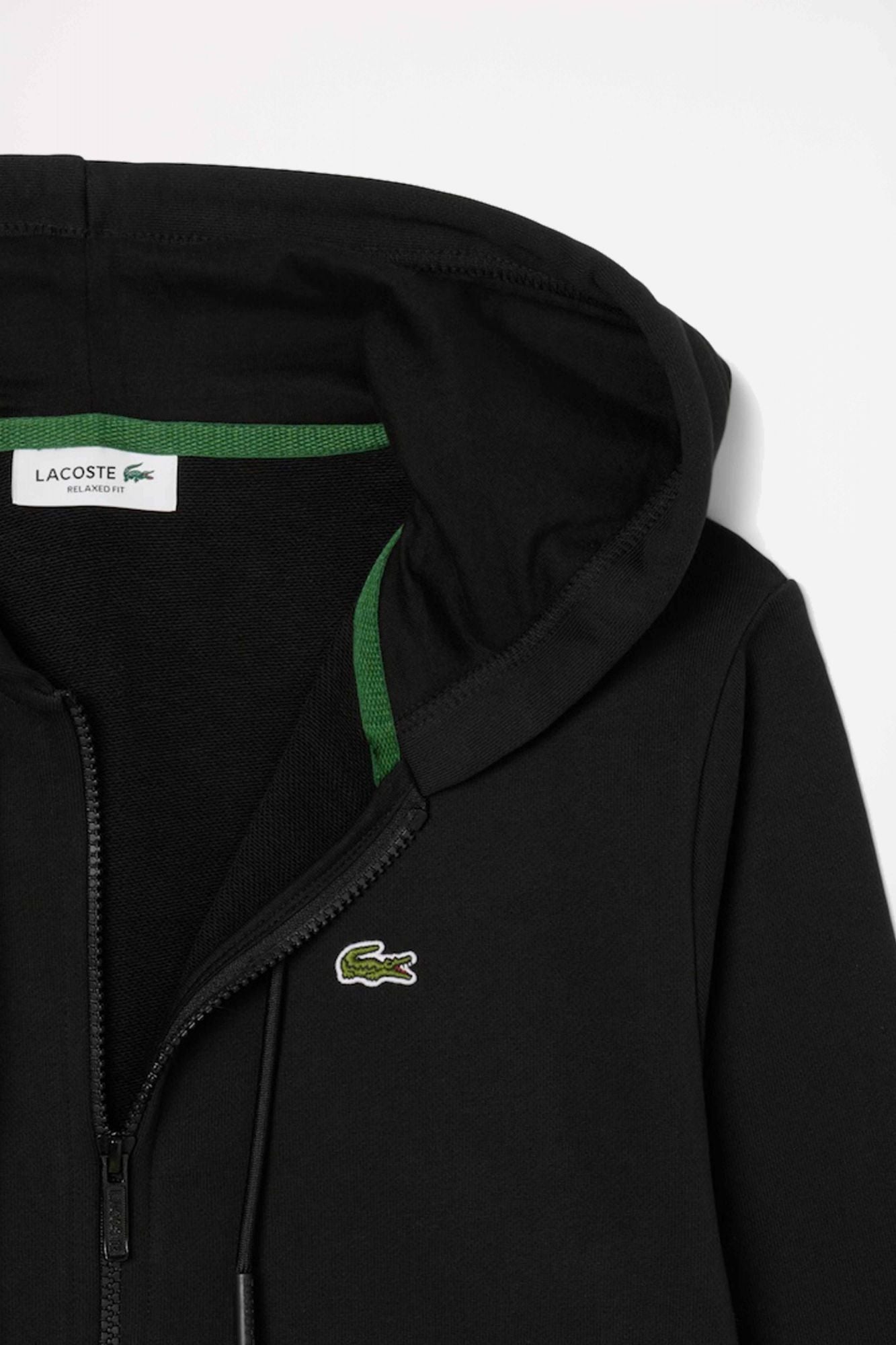 LACOSTE ZIPPED FLEECE HOODIE en color NEGRO (2)