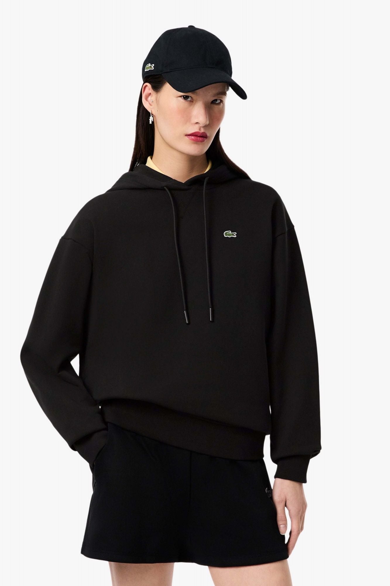 LACOSTE OVERSIZED FLEECE HOODIE en color NEGRO (1)