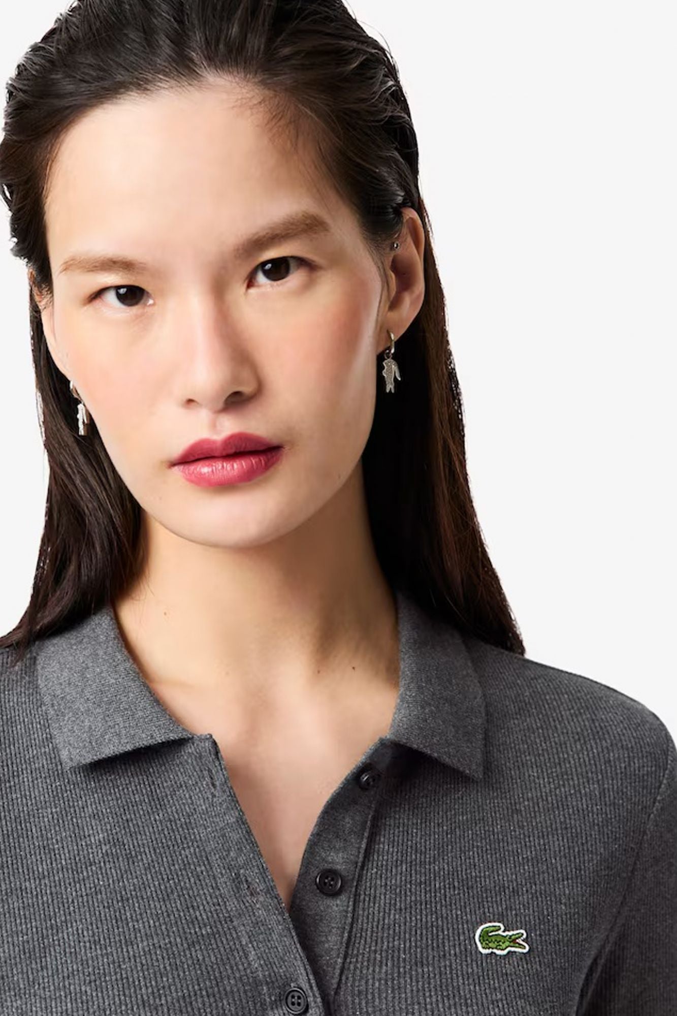 LACOSTE  RIBBED COLLAR SHIRT  en color GRIS (4)