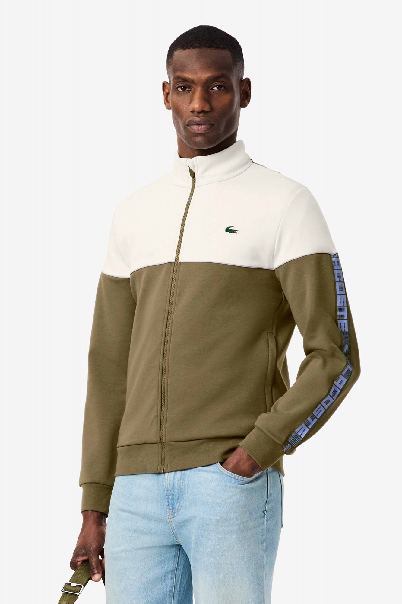 LACOSTE TENNIS ZIP-UP COLORBLOCK SWEATSHIRT en color VERDE (1)