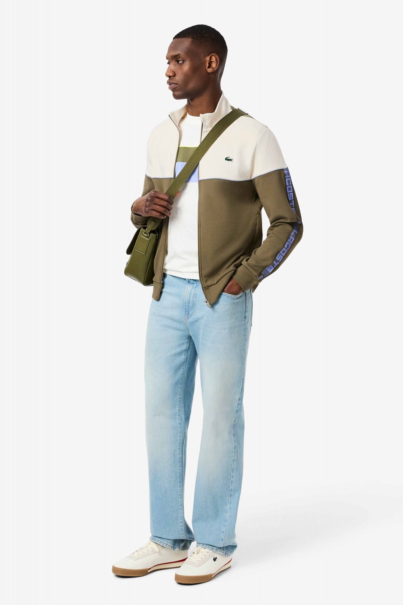 LACOSTE TENNIS ZIP-UP COLORBLOCK SWEATSHIRT en color VERDE (4)