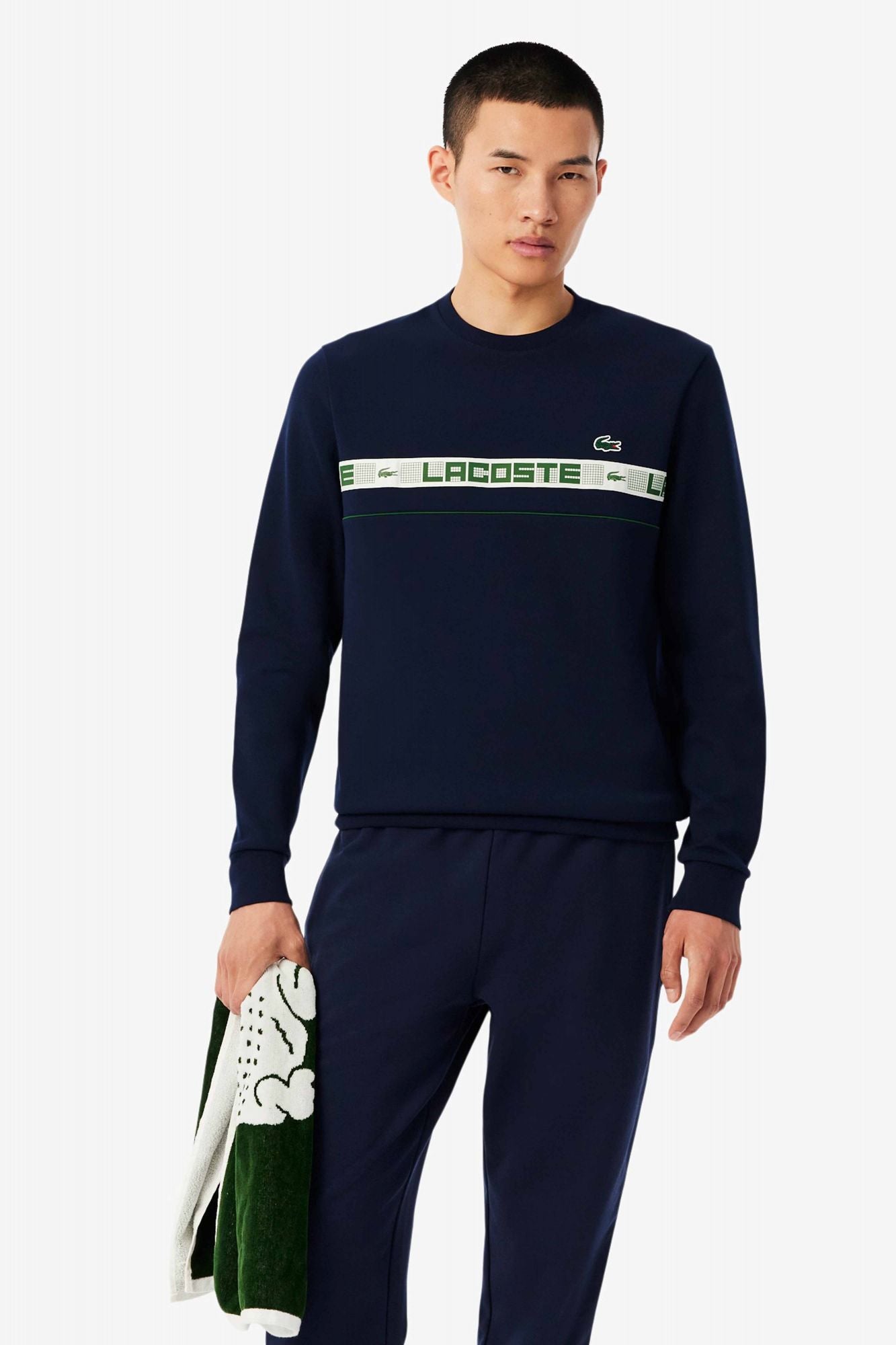 LACOSTE BRANDED STRIPE TENNIS SWEATSHIRT en color AZUL (1)