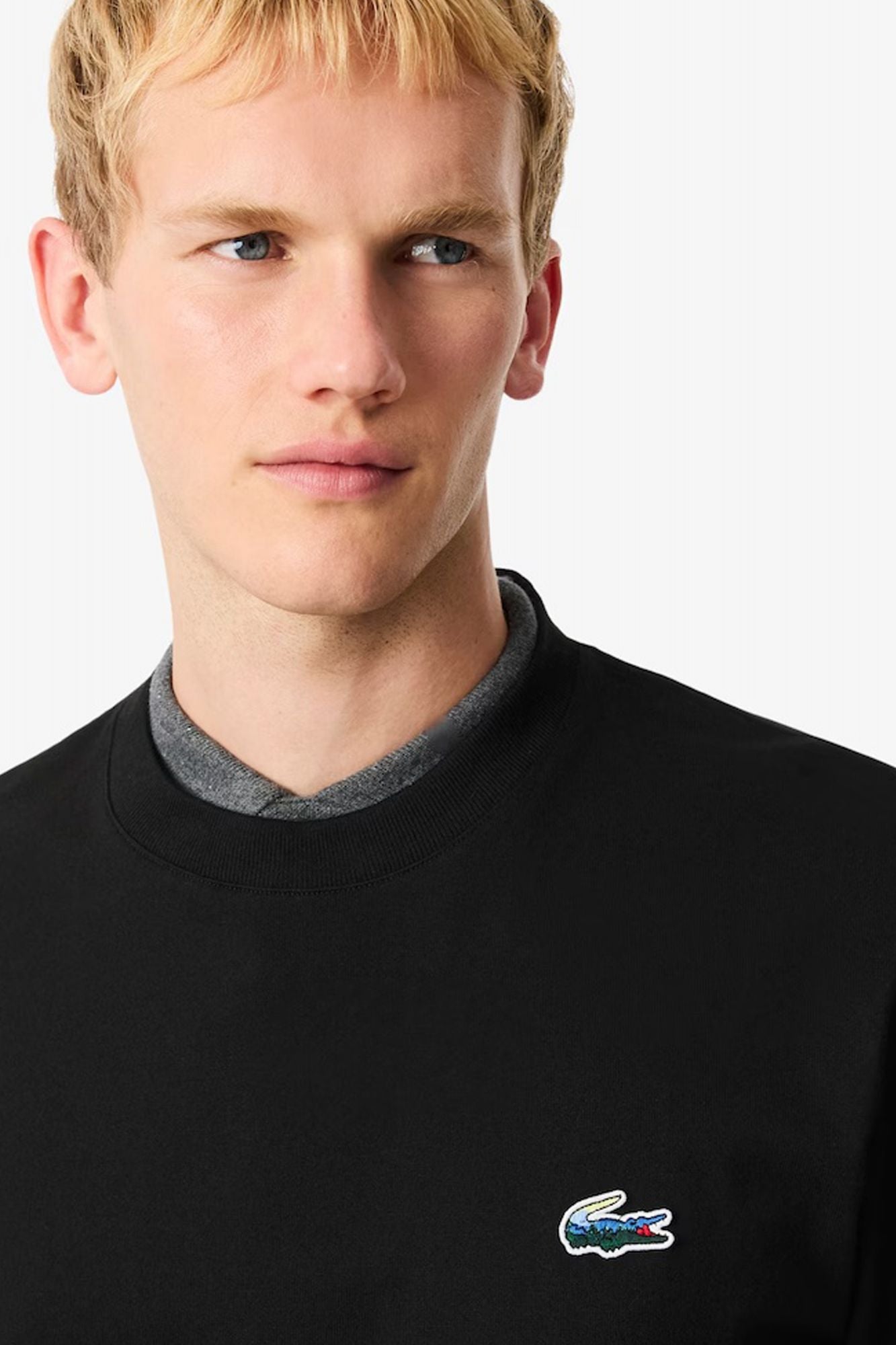 LACOSTE HEAVY JERSEY LANDSCAPE CROCODILE T-SHIRT en color NEGRO (4)