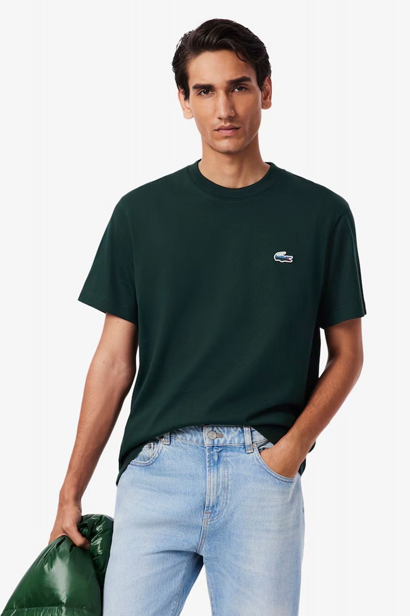 LACOSTE HEAVY JERSEY LANDSCAPE CROCODILE T-SHIRT en color VERDE (1)