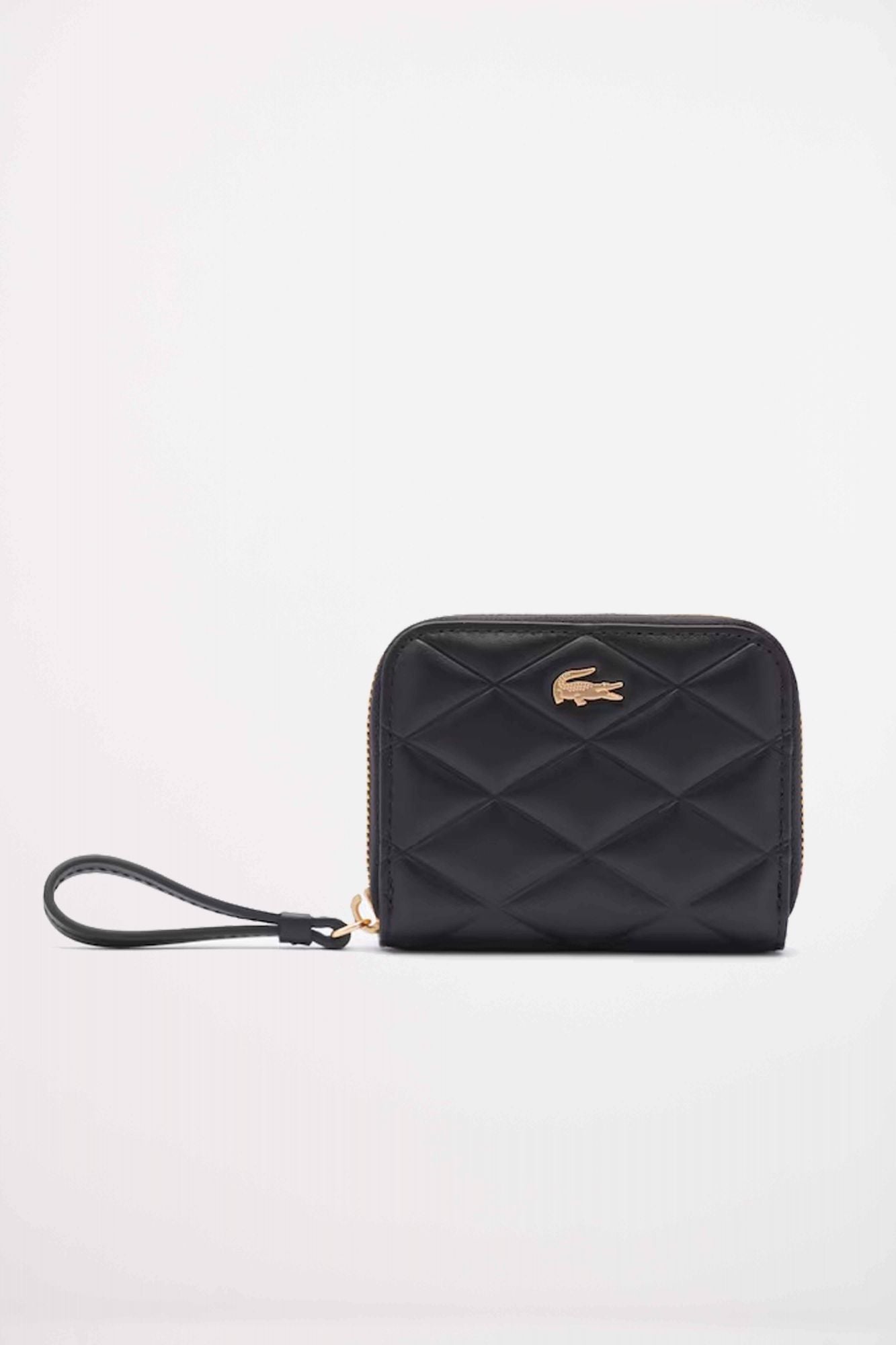LACOSTE SMALL CROCODELLE LEATHER COIN PURSE en color NEGRO (1)