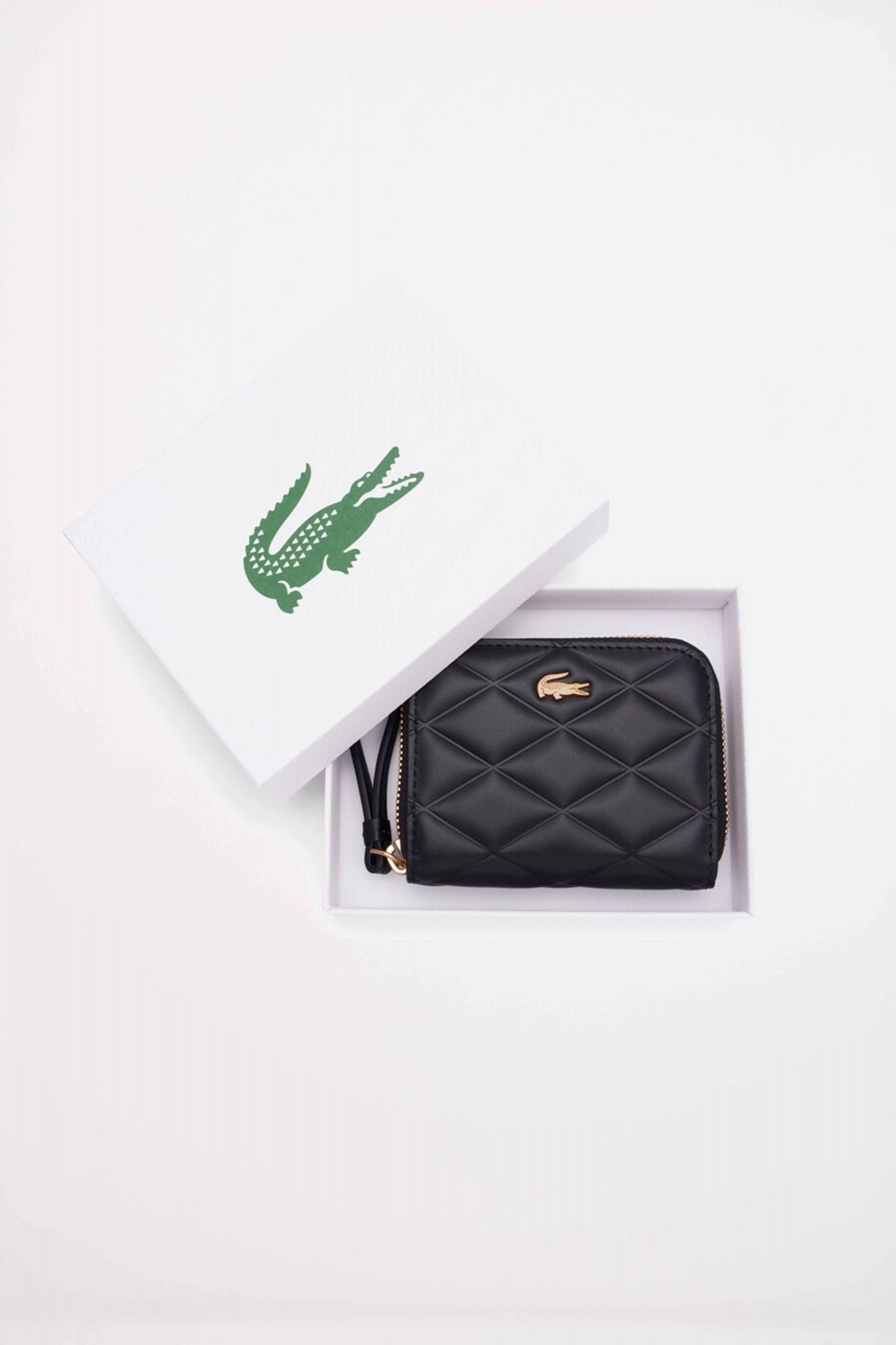 LACOSTE SMALL CROCODELLE LEATHER COIN PURSE en color NEGRO (4)