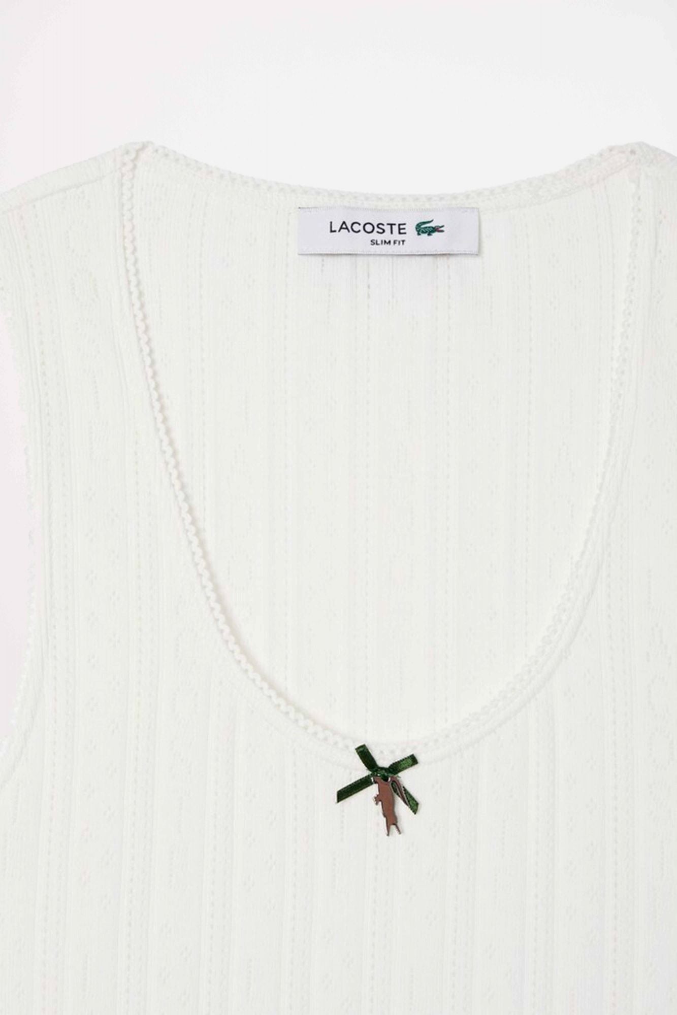 LACOSTE SLIM FIT POINTELLE COTTON TANK TOP en color BLANCO (2)