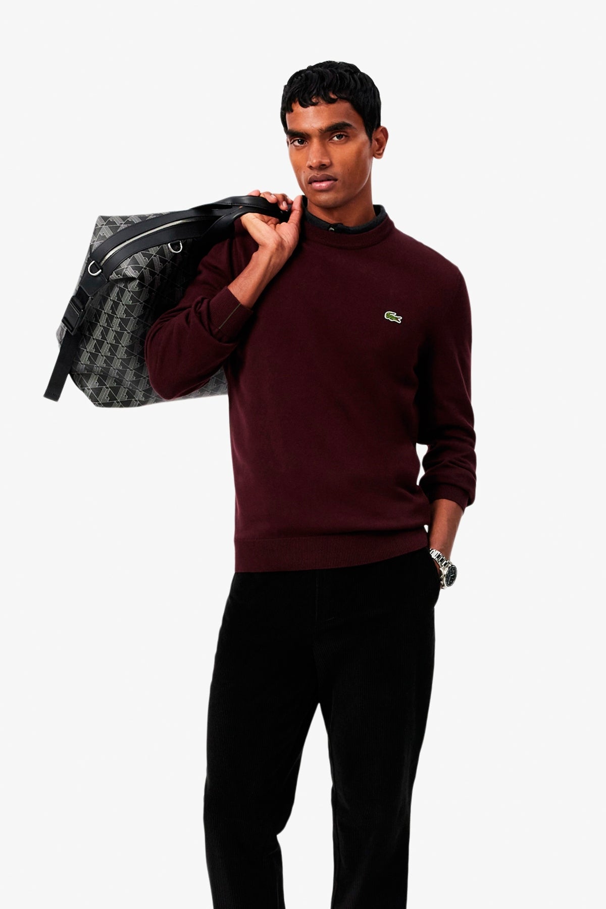 LACOSTE AH1985 CREWNECKS SWEATERS en color BURDEOS (1)