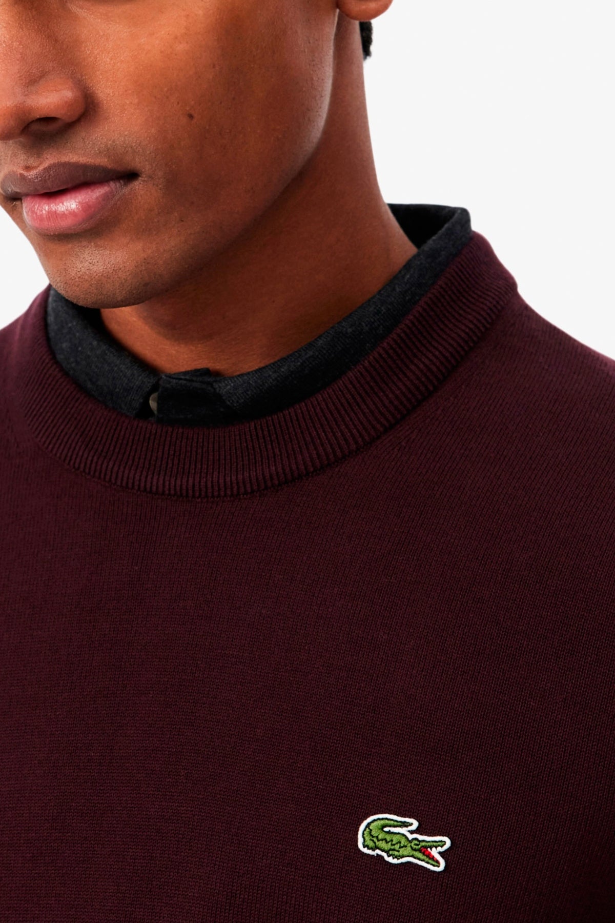 LACOSTE AH1985 CREWNECKS SWEATERS en color BURDEOS (4)