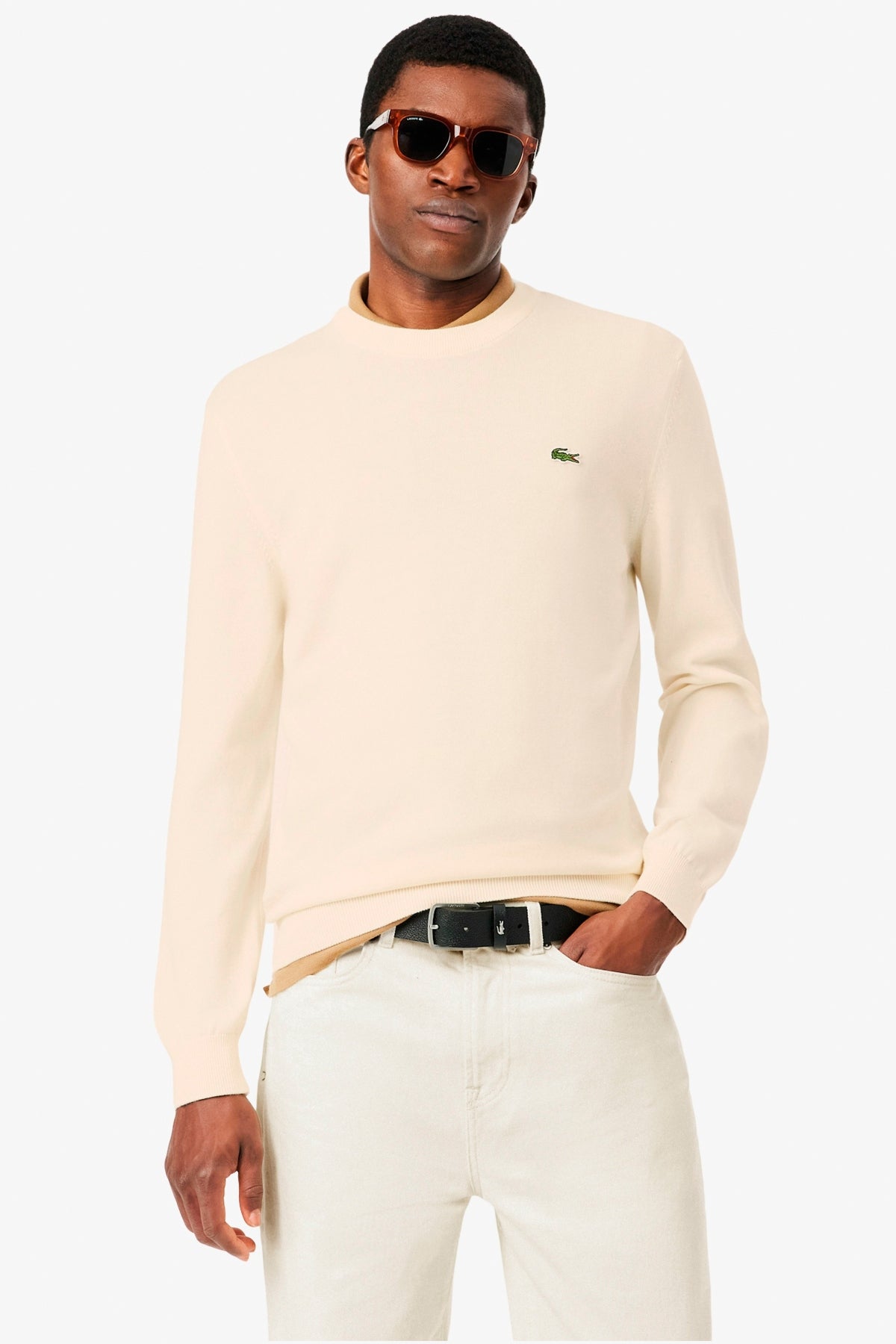 LACOSTE AH1985 CREWNECKS SWEATERS en color BLANCO (1)