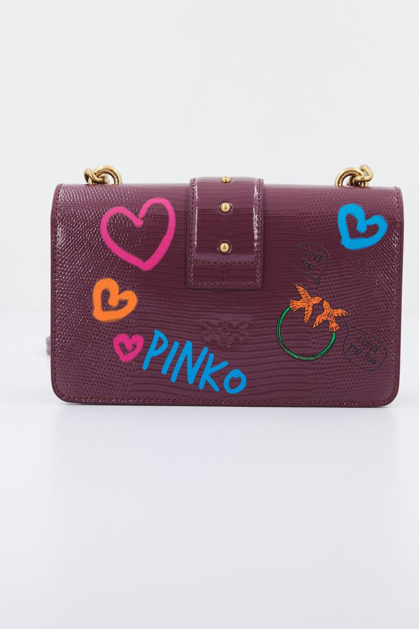 PINKO  LOVE MINI ICON STREET en color BURDEOS (3)