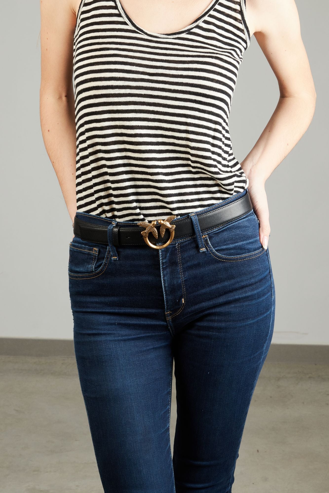 PINKO LOVE BERRY H3 BELT VITE en color NEGRO (4)