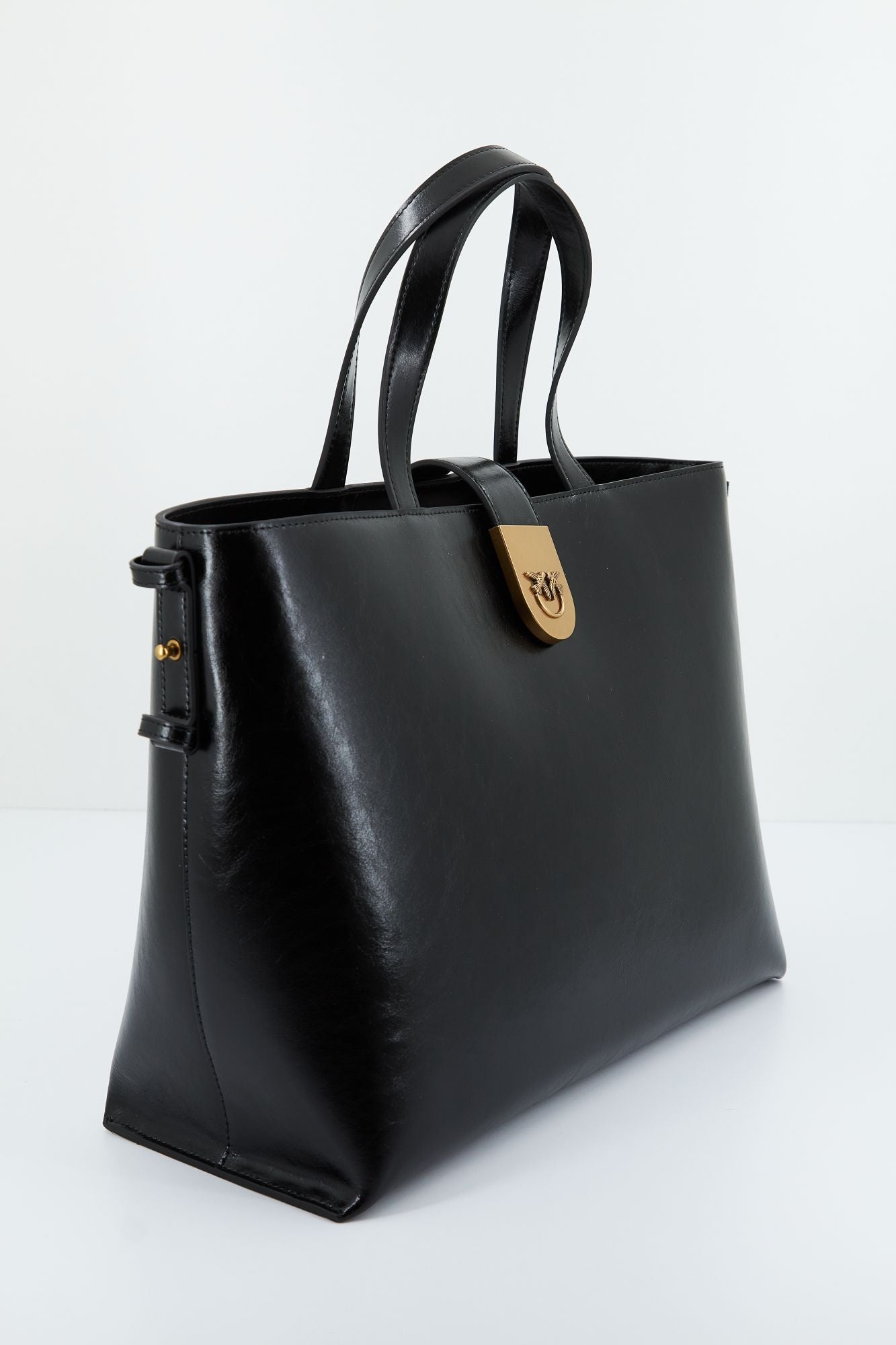 PINKO BRIOCHE SHOPPER VITELLO en color NEGRO (2)