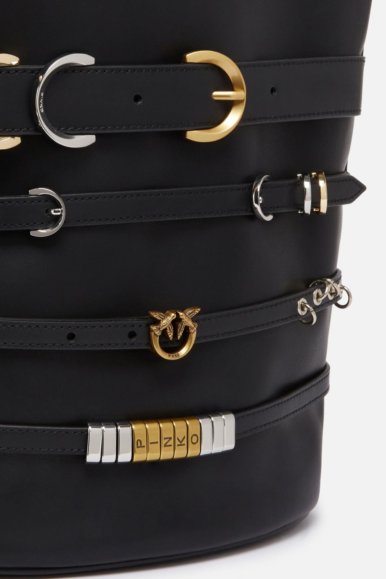 PINKO  BELTS BUCKET VITE en color NEGRO (3)