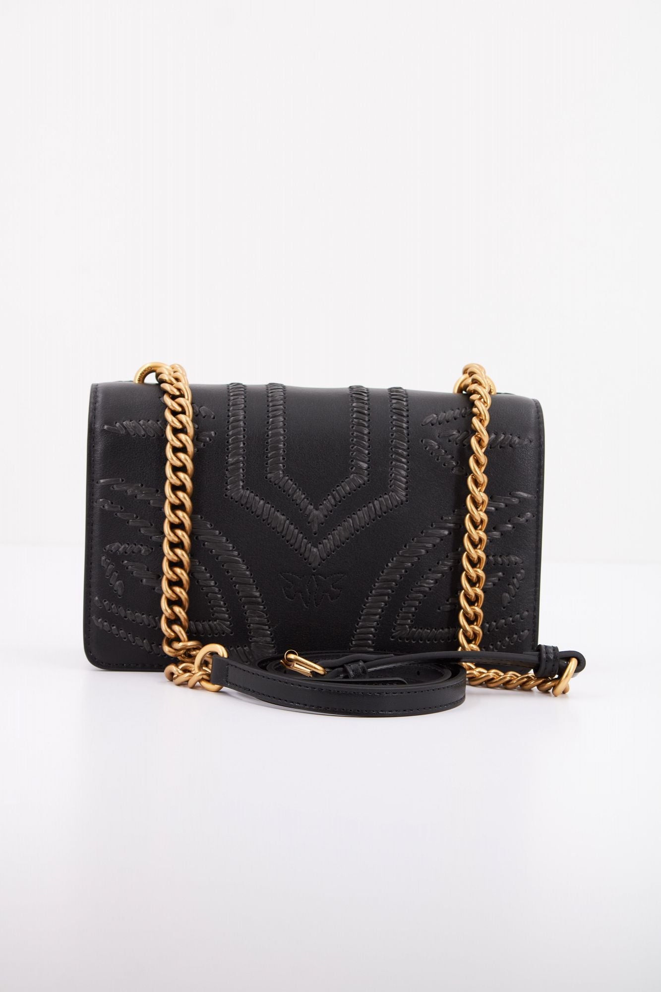 PINKO MINI LOVE BAG SMALL SHOULDER BAG WITH RAFFIA EMBROIDERY en color NEGRO (3)
