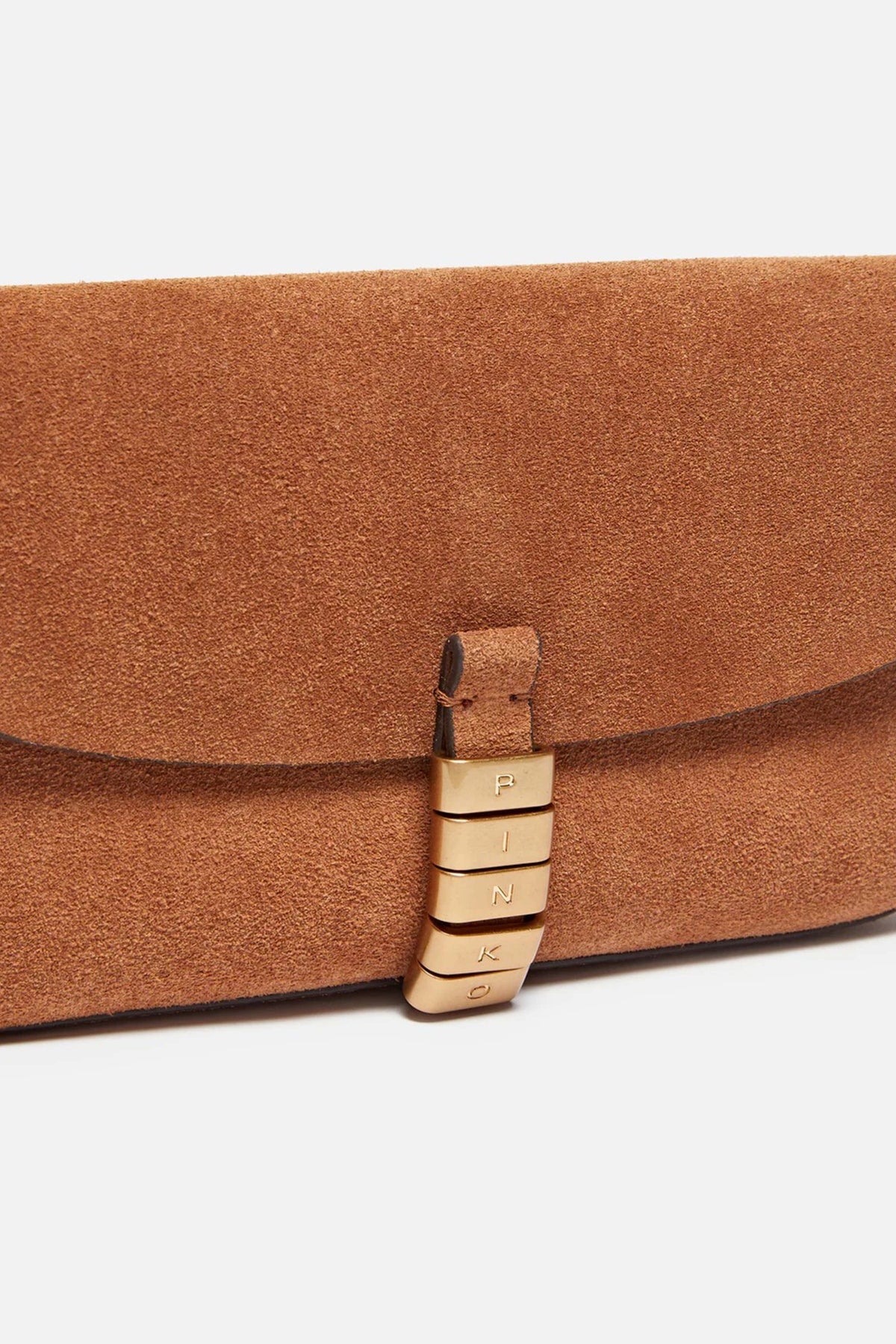 PINKO  SADDLE FLAT SUEDE  en color MARRON (4)