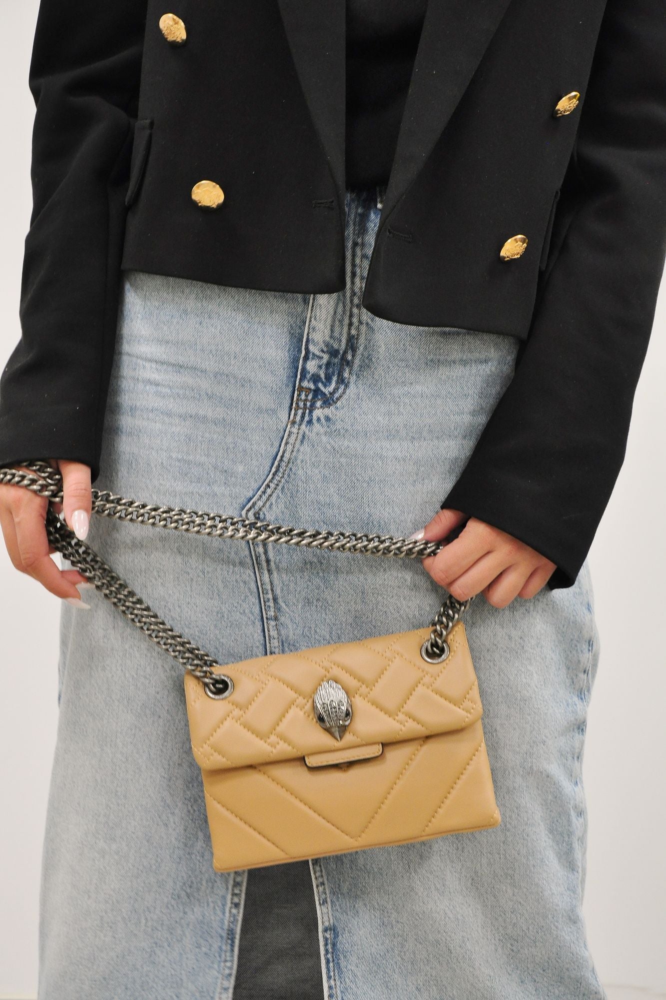 KURT GEIGER LONDON MINI KENSINGTON X BAG en color MARRON CLARO (1)