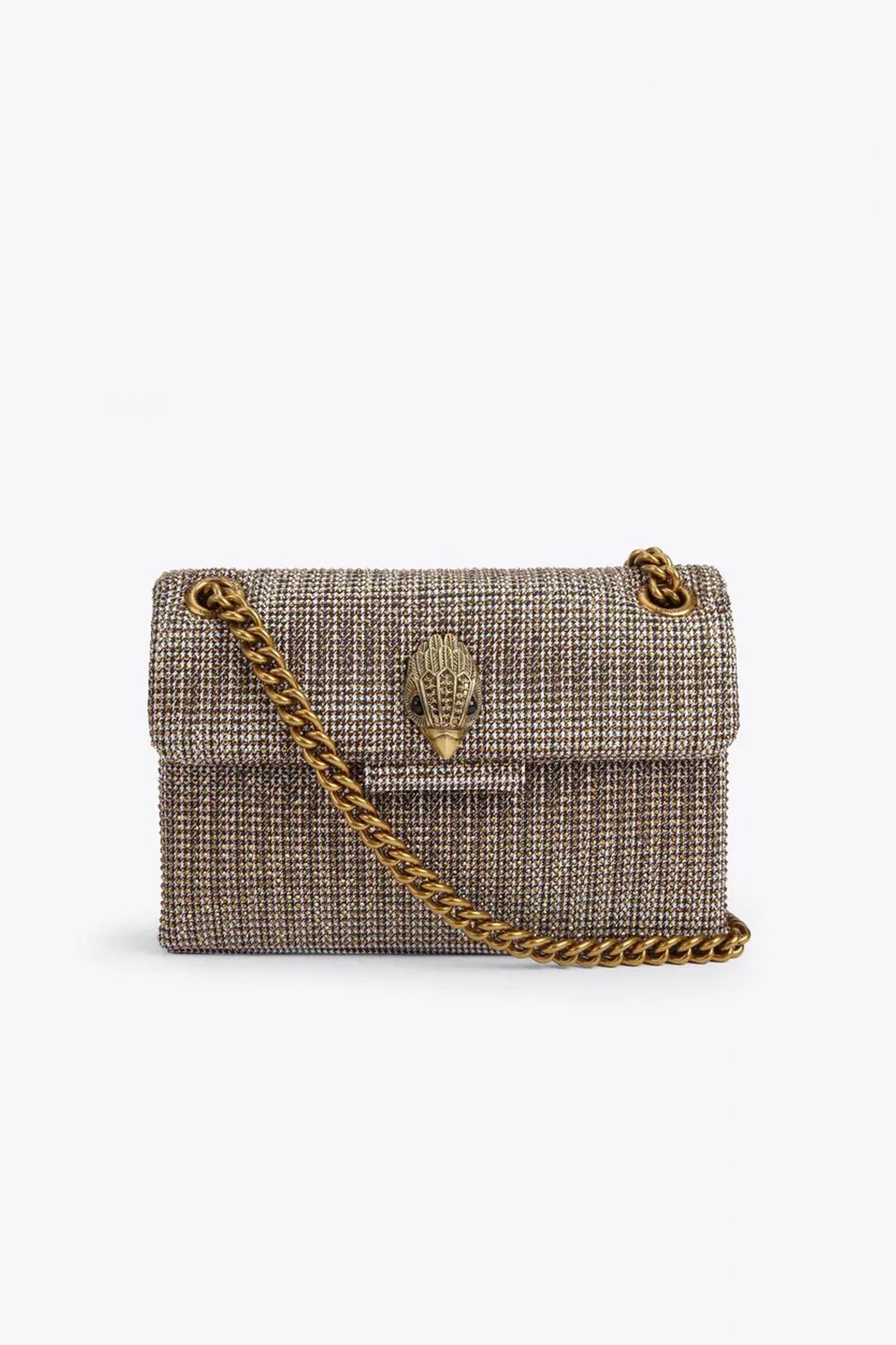 KURT GEIGER LONDON FABRIC MINI KENSINGTON en color ORO (1)